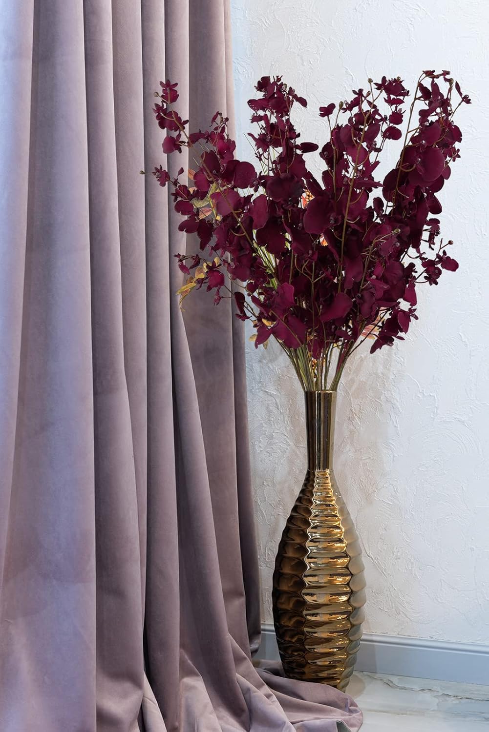 Artificial Orchid Flowers,10 PCS (Each 37'') Fake Orchid Artificial Orchids Long Stem Artificial Flowers Fake Silk Flowers for Indoor Outdoor Wedding Home Office Decoration(Burgundy)
