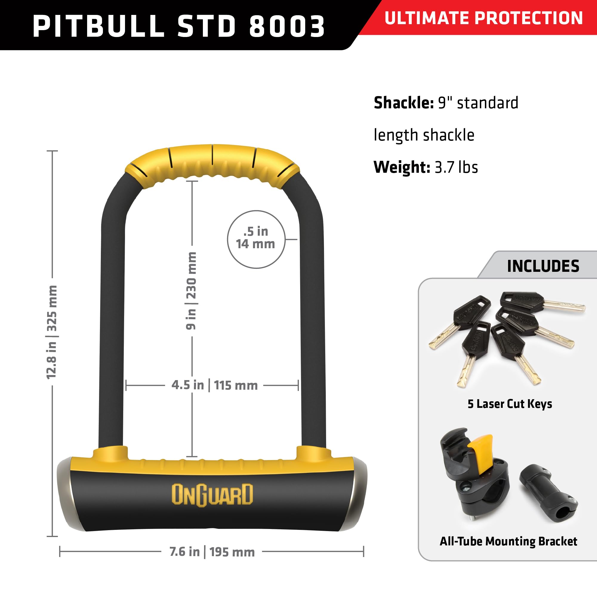 On-Guard ANTIRROBO U ONGUARD CON SOPORTE PITBULL STD 8003 1 Noir 115 x 230 x 14 mm