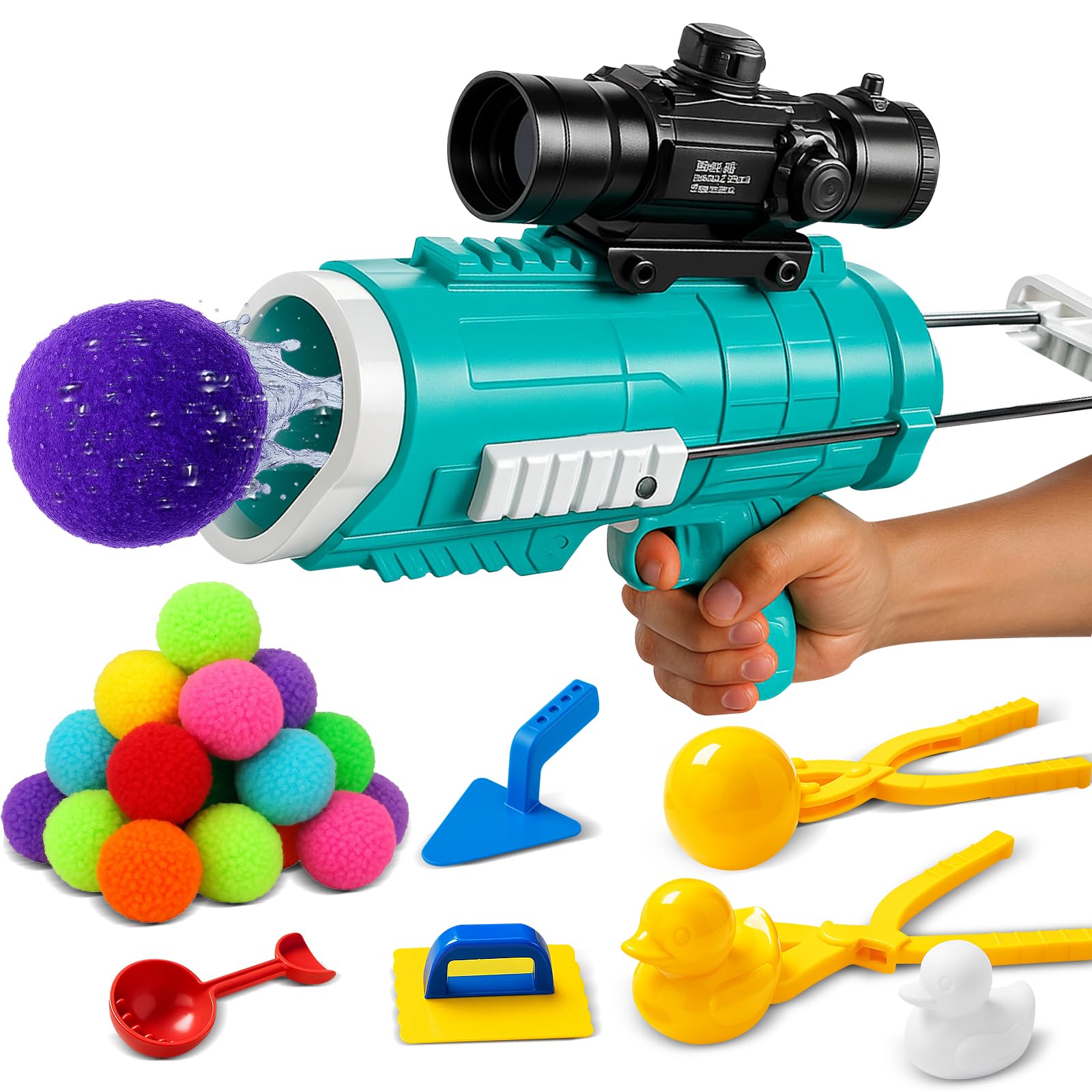 Reusable Water Balloon Launcher Set for Kids –28 Soft Refillable Water Balls & Beach Sand Molds – Outdoor Summer Toy for Boys Girls, Pool & Backyard