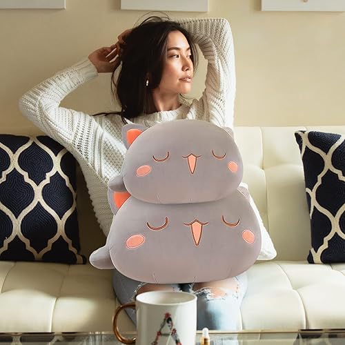 Miniatura 4 de FUYU Animales de peluche de gato, almohada de felpa suave de gato kawaii, juguete de animal de peluche, regalos para niños y niñas, decoración de