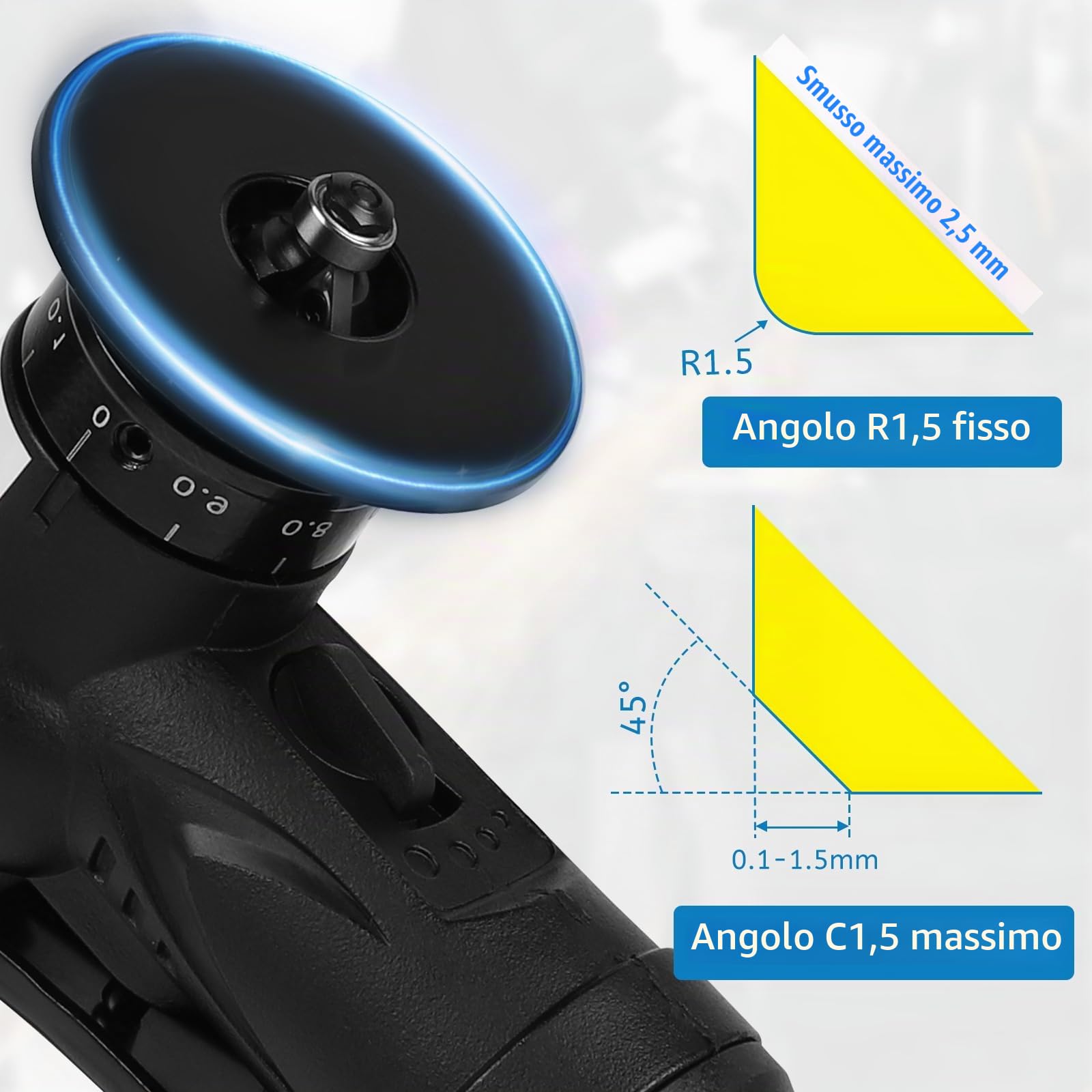 LALAGO Mini Smussatrice Pneumatica Portatile 2 in 1, Air Chamfering Tool con lame angolari 6C&6R, Mini Strumento ad Arco di 45 Gradi per Smussatura ad Aria Utensile per Taglio e Sbavatura dei Metalli