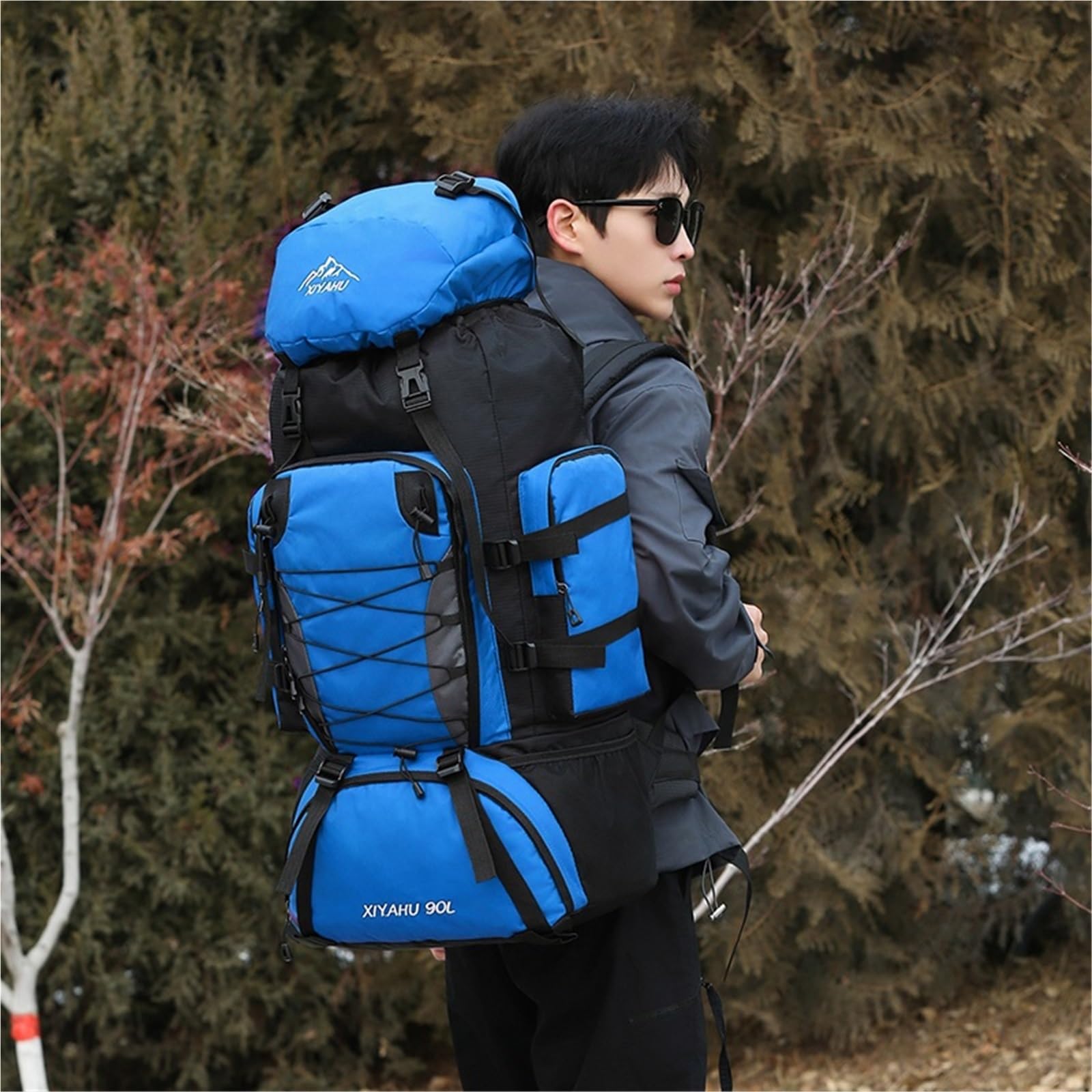 Plecak turystyczny 90L Plecak trekkingowy Plecak trekkingowy o dużej pojemności Torby podróżne na świeżym powietrzu Sprzęt sportowy(Black)