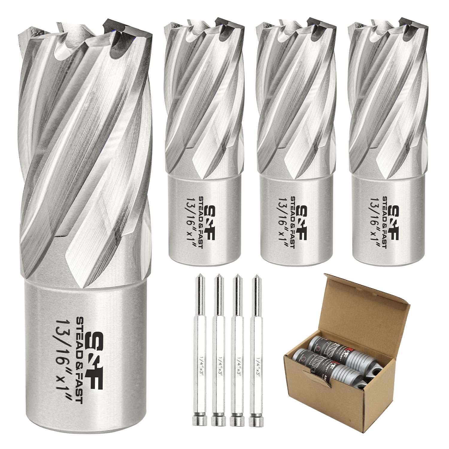 S&F STEAD & FAST Annular Cutter Set, 2-pc, 13/16" Diameter x 1" Depth of Cut for Magnetic Drill Press