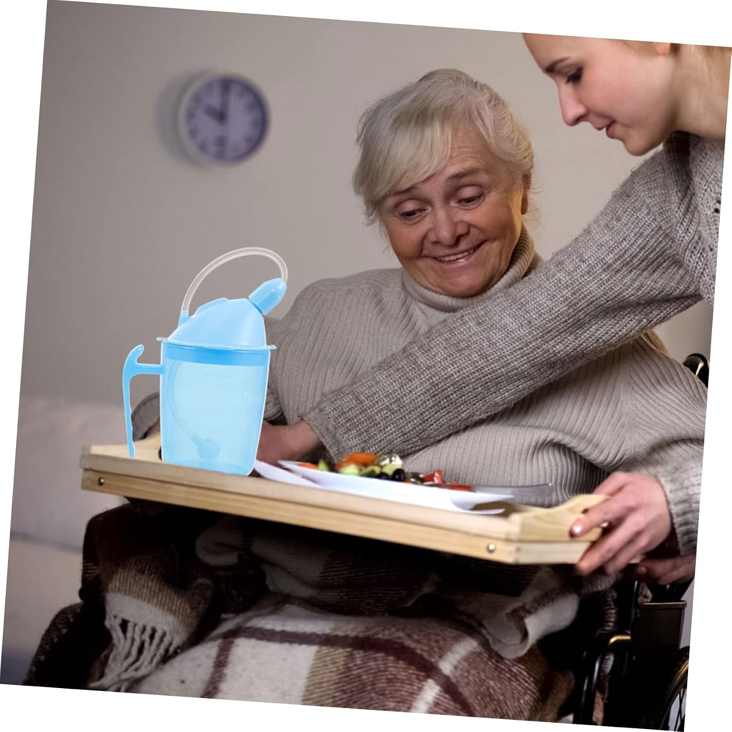 Bedridden Patient Drinking Cup with Straw for Elderly and Disabled Easy Liquid Feeding Anti-spill Design Convenient for Porridge Water and Soup Practical Caregiver