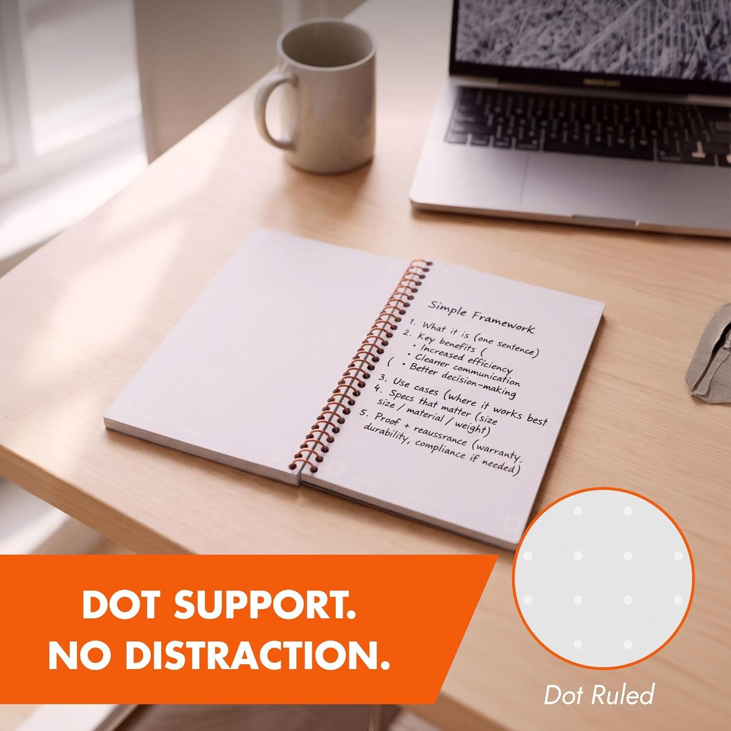 Whitelines Spiral Wire Bound Dot Grid Ruled Journal Notebook, Premium 20# Gray Paper, 8.25" x 5.75" 70 Sheets, Makes Your Notes Stand Out & Links Them To The Digital World, Made in USA (Pack of 12)