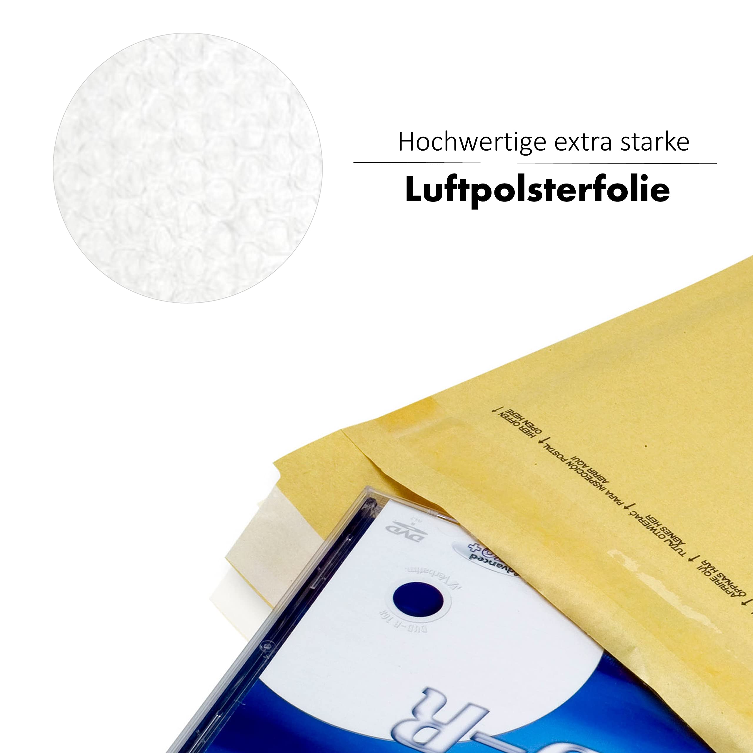 200 Stück Luftpolstertaschen A4 250 x 350 mm Gr.7 (G) goldgelb selbstklebend - Kraftpapier Luftpolsterumschläge mit Luftpolsterfolie - Luftpolster Versandtaschen für Bücher & Warensendung
