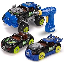 REMOKING 3-in-1 Take Apart Vehicle Toy with Electric Drill, STEM Construction Building Kit for Kids, Transforming Race &amp; Police Models, Educational Gift for Boys &amp; Girls Ages 3&ndash;8
