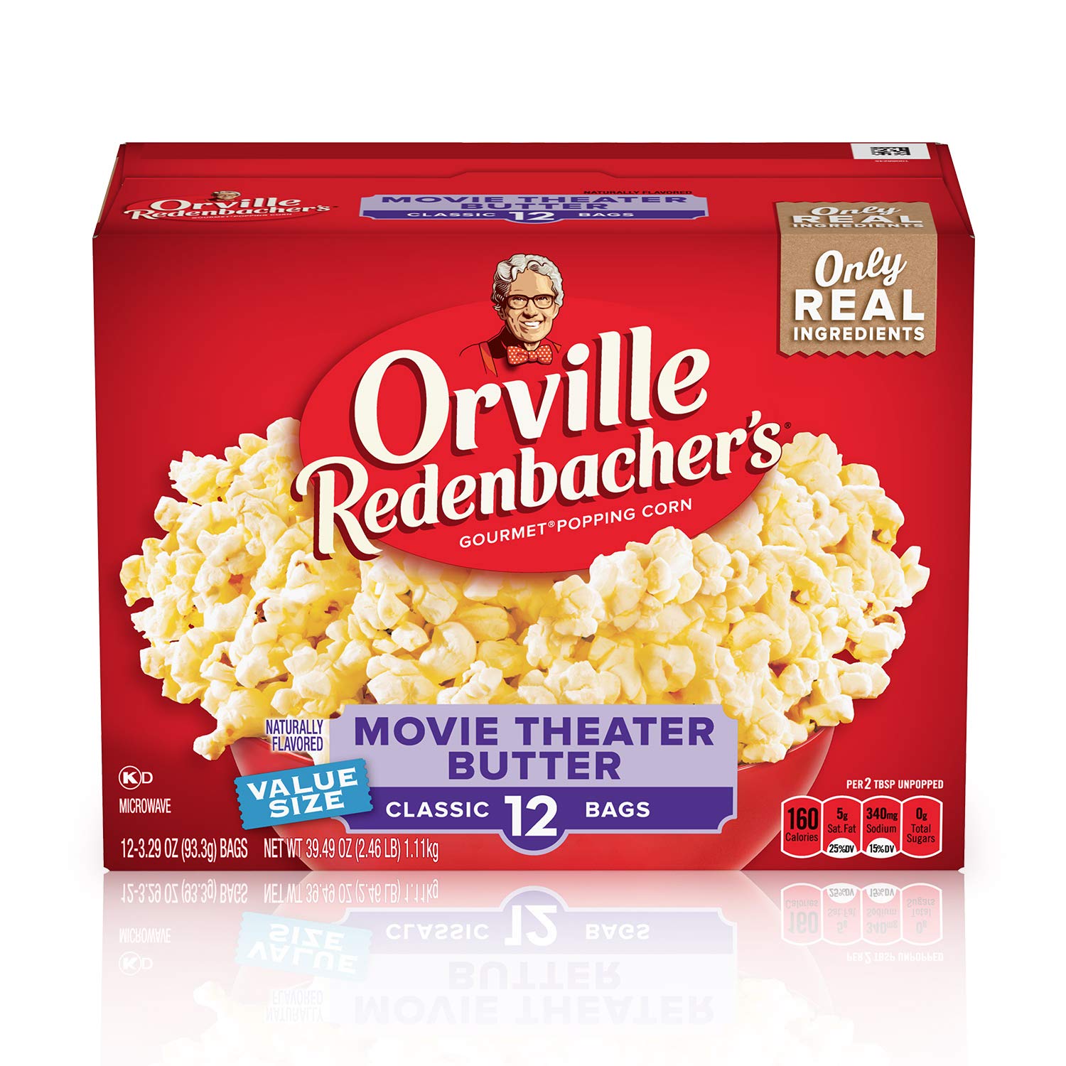 Orville Redenbacher's Movie Theater Butter Microwave Popcorn, 3.29 Ounce Classic Bag, 12-Count, Pack of 6