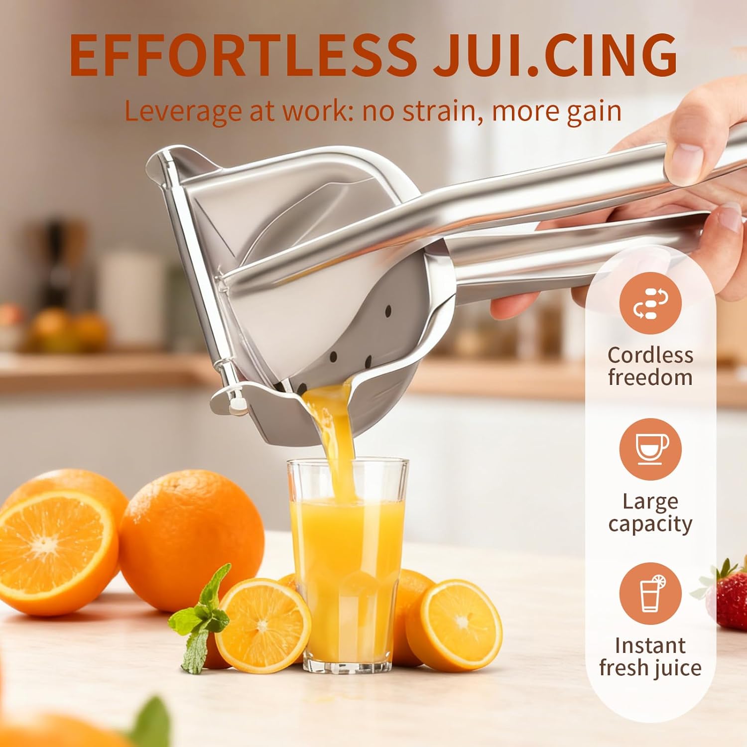 Real Stainless Steel Lemon Squeezer Citrus Juicer Hand Press Heavy Duty Manual Squeeze Juice Extractor Maker Orange Lime Grapefruit Presser