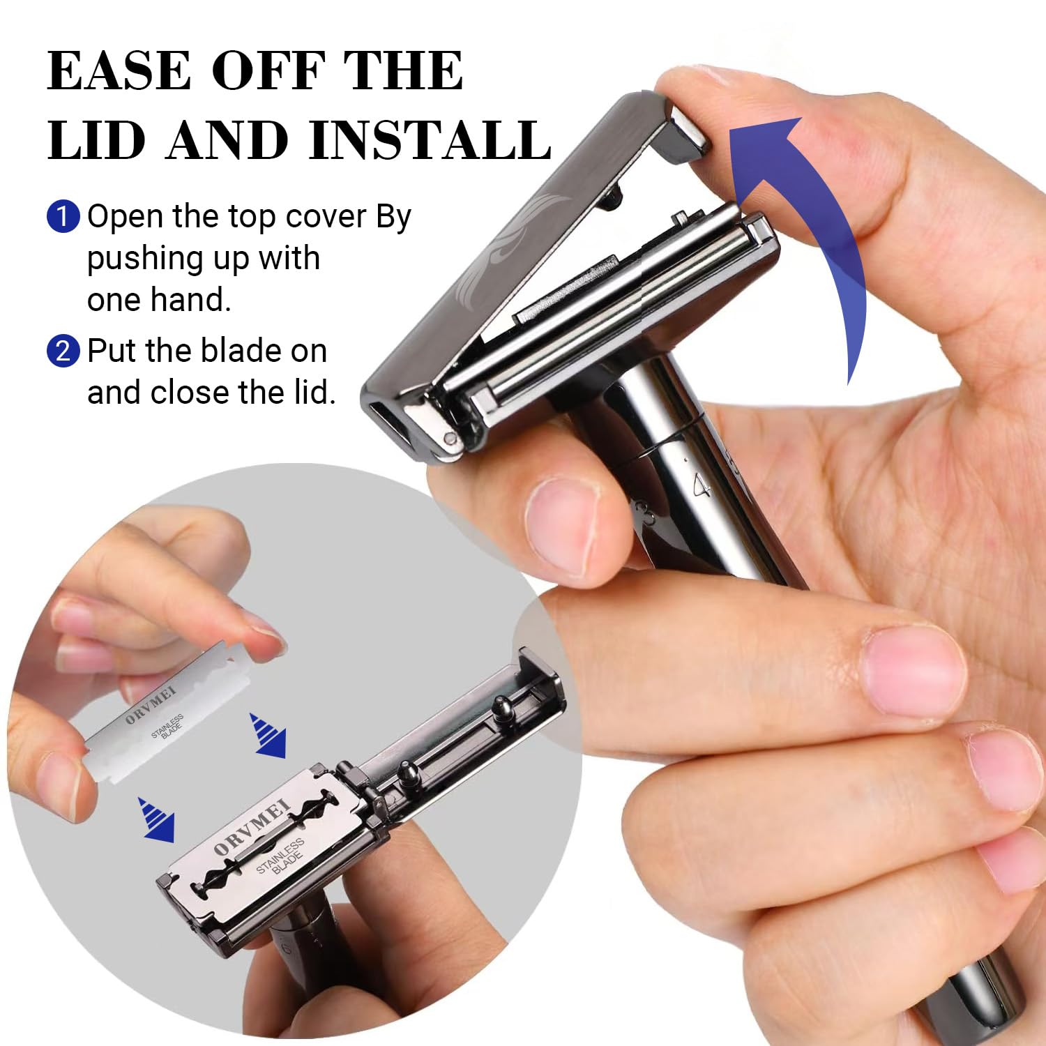 Shaving Razor - Steel Black Double Edge Safety Razor with 10 Spare Blades - 6 Speed Adjustable and 30° Angle Precision with Superior Blade Rigidity for Men and Women (Black)