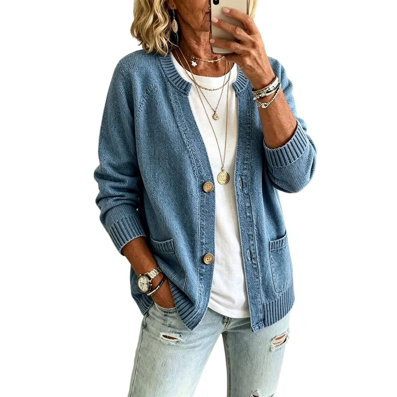 Generisch Cardigan léger pour femme, élégant, léger, décontracté