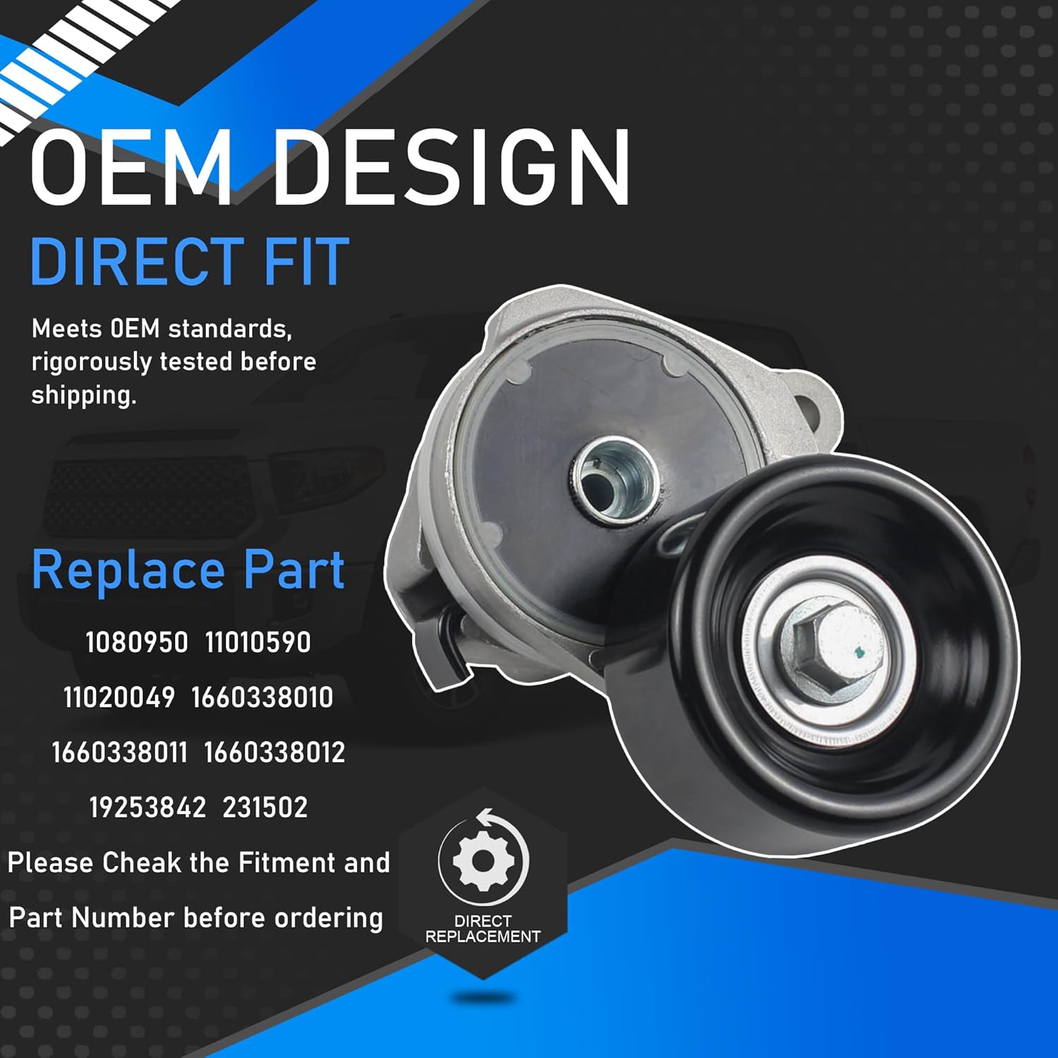 Serpentine Drive Belt Tensioner Kit Set and Idler Pulley Compatible with 2007-2018 Toyota Land Cruiser Sequoia Tundra 2008-2018 Lexus GX460 LX570 Replaces 89378 39185 36370 8PK2415