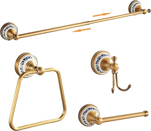 Miniatura 9 de Toallero de latón antiguo, soporte para toalla de mano para baño, accesorios de cocina, montaje en pared, diseño de porcelana Toallero de