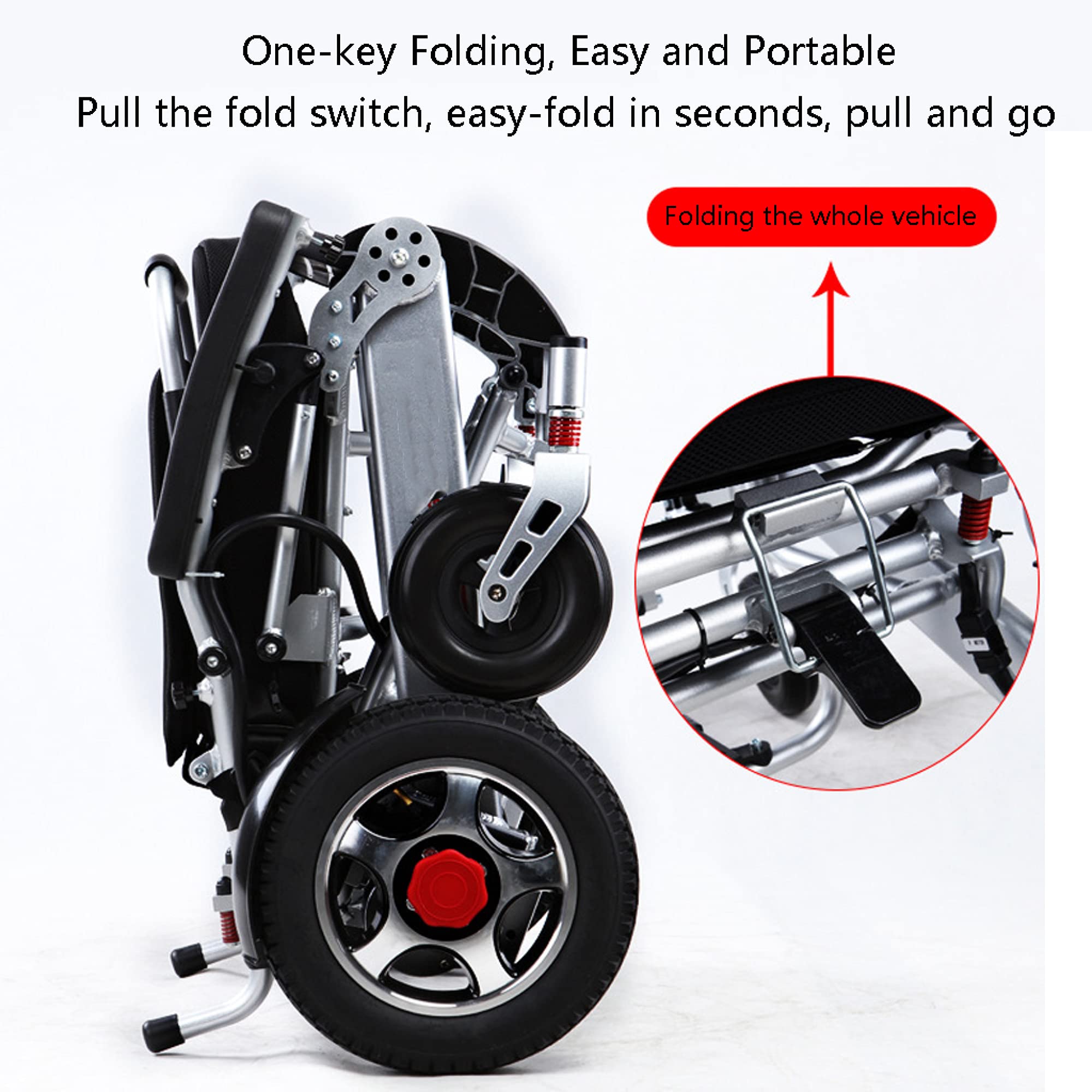 Sedia a rotelle elettrica Pieghevole Leggera - Sedia a rotelle elettrica con manipolazione Intelligente con Batteria a Lungo Raggio per Persone anziane disabili