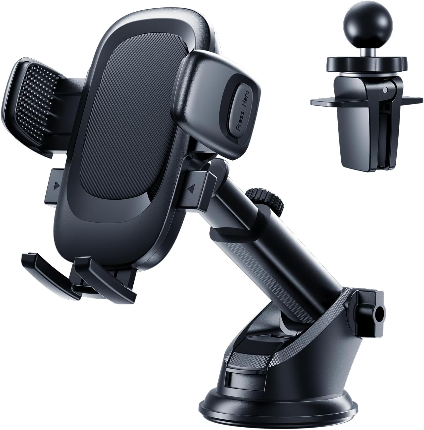 Fourpillars 3-in-1 Car Phone Mount Strongest Suction & Clamp | 2026 Upgraded Design, 122lb Suction, 360° Adjustable Car Mount, Dashboard/Vent/Windshield Mount, iPhone & Samsung Compatible