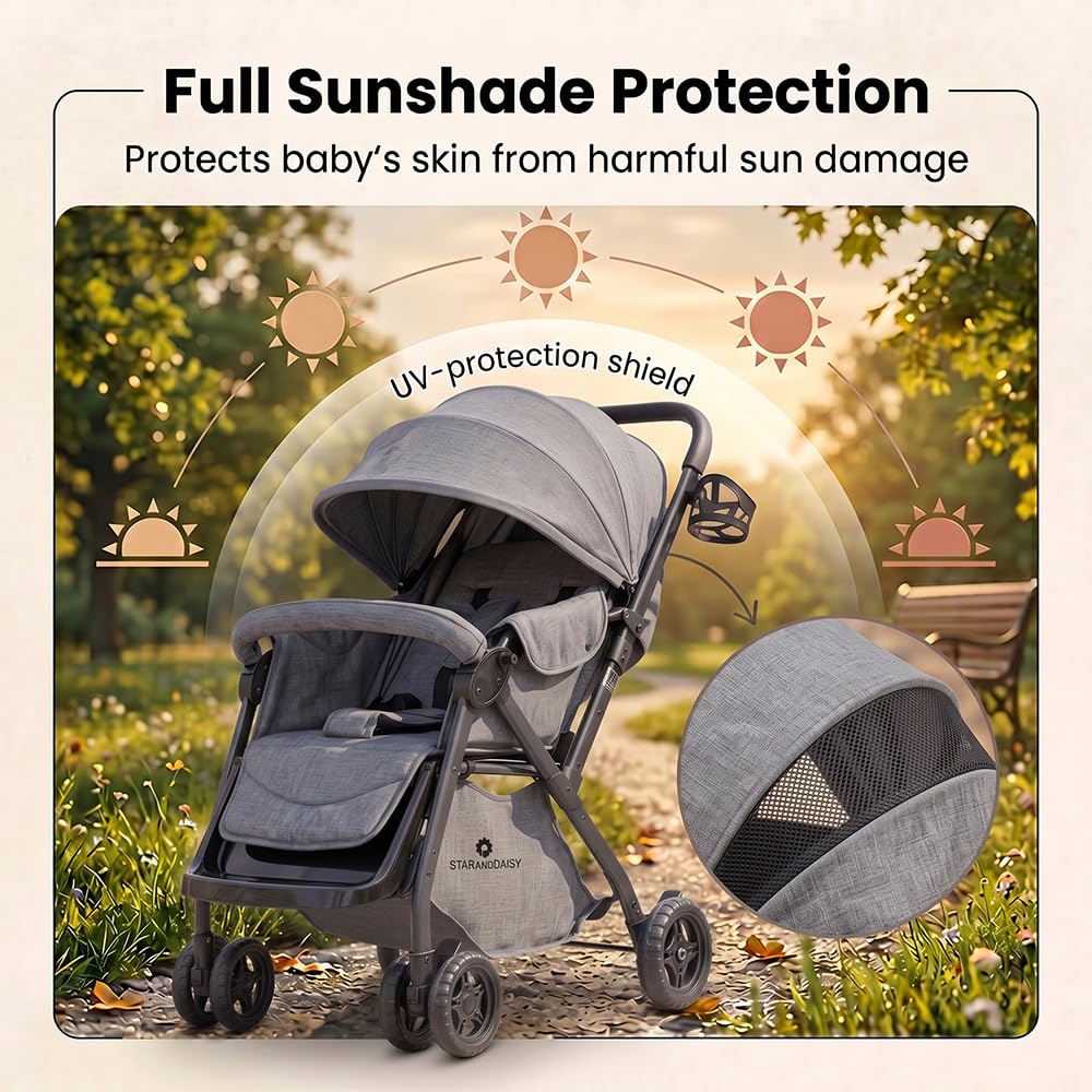 StarAndDaisy Foldable Stroller - Lightweight & Travel Pram -5