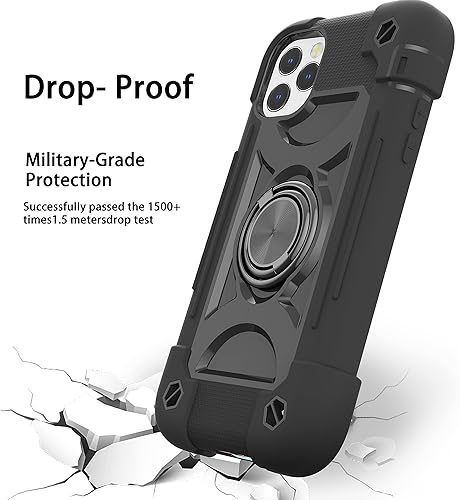 Miniatura 3 de MARKILL Funda compatible con iPhone 1212 Pro de 6.1 pulgadas con soporte de anillo giratorio de 360 grados, protección contra caídas de grado