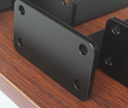 Miniatura 5 de Paquete de 12 soportes de estante en L ocultos, color negro, de 14 pulgadas (15 pulgadas de grosor), soportes de estante de hierro, metálicos,