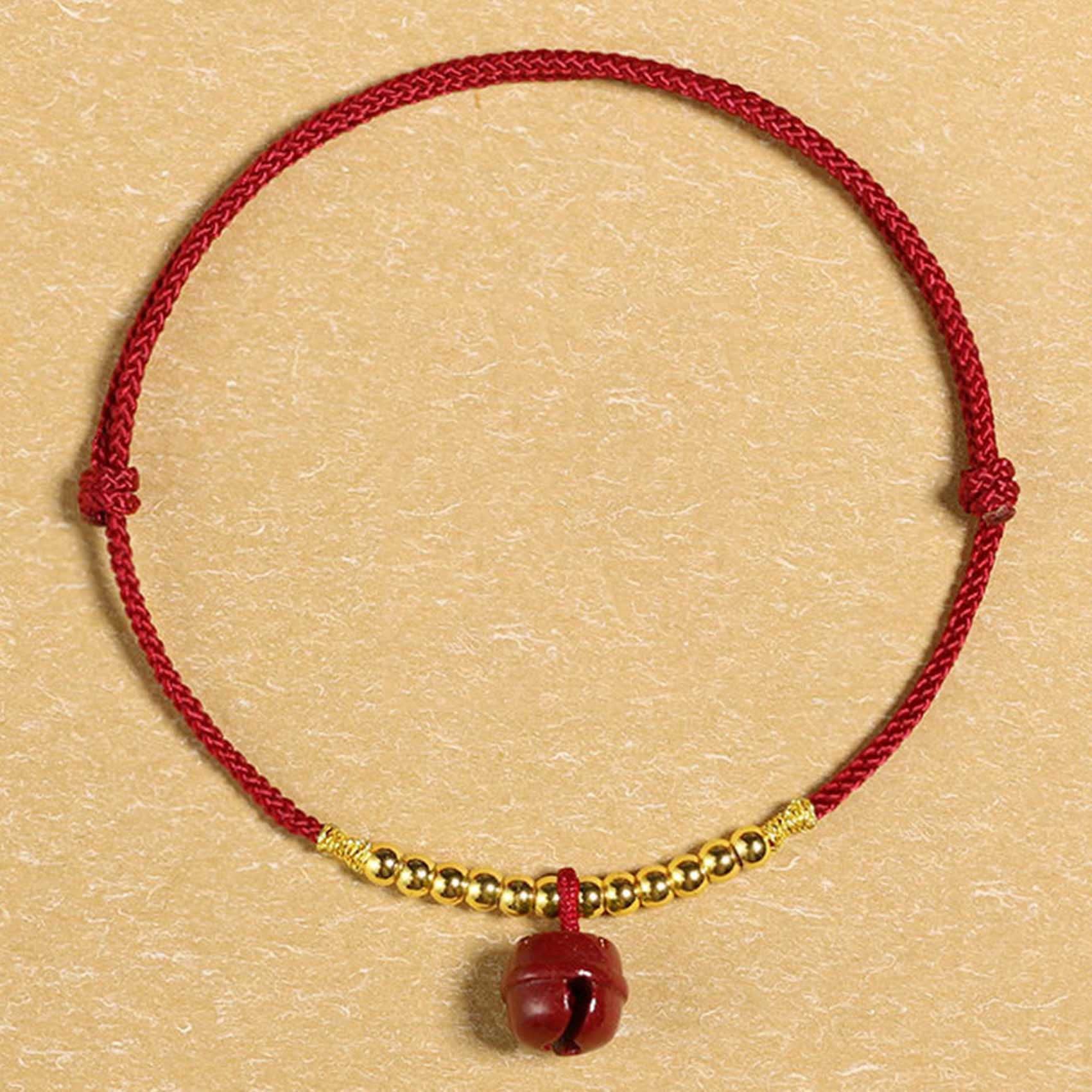 Pulsera Feng, Feng Shui Hilo Rojo Tobillo Cinabrio Campana Colgante Amuleto De La Suerte Cordón Hecho A Mano Pulsera De Pie Joyería De Amuleto De La Fortuna Ajustable Tobillera para Mujer