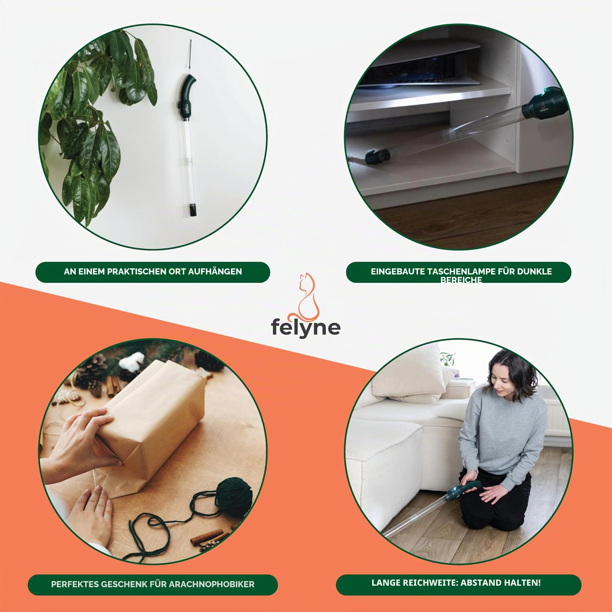Aufladbarer Insekten- und Spinnenfänger Vakuum, Starke Saugkraft, Lange Reichweite, Handgerät für Insektenfalle für drinnen & Garten, für Kinder & Erwachsene von Felyne