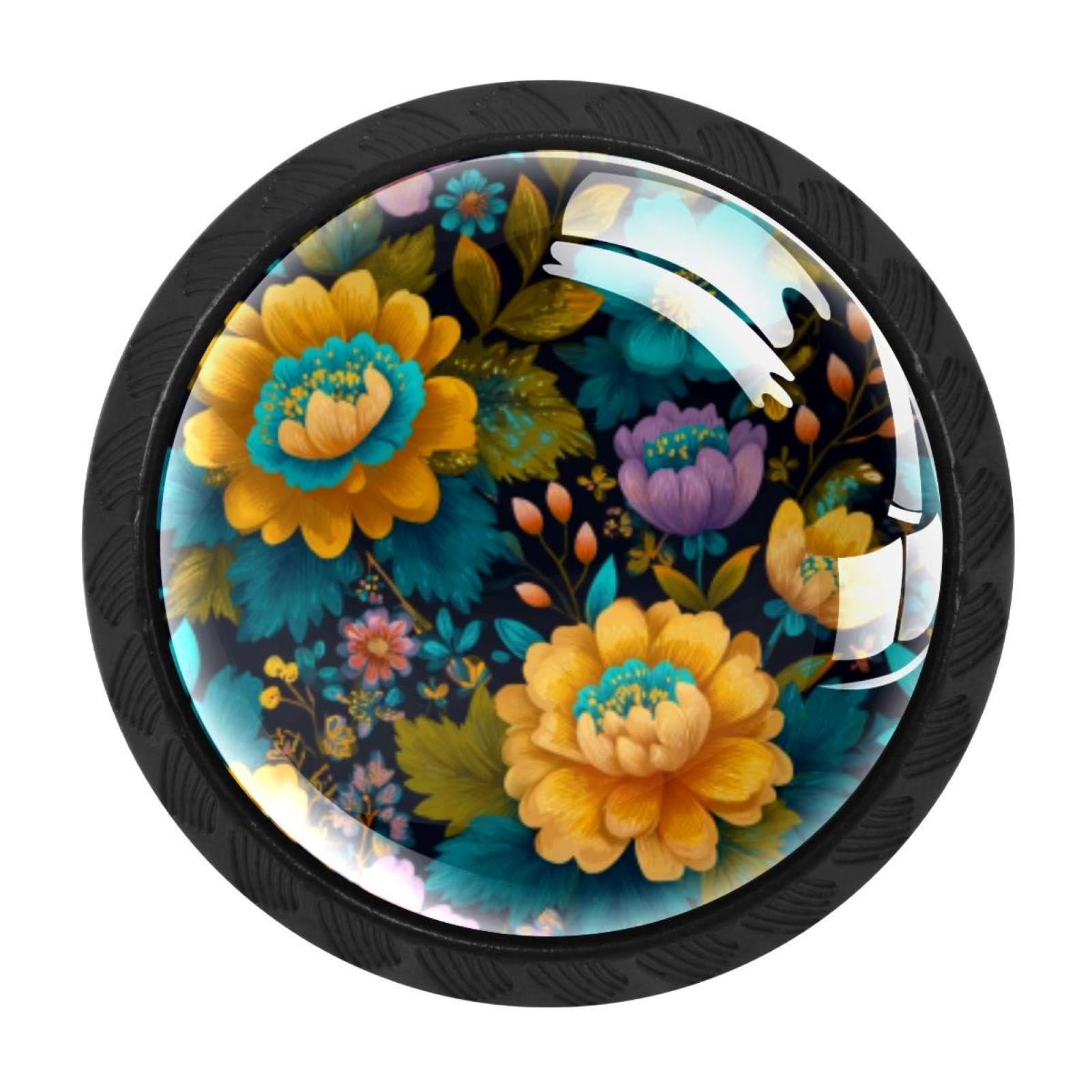 Bouton de placard en verre de cristal floral pour meuble et commode