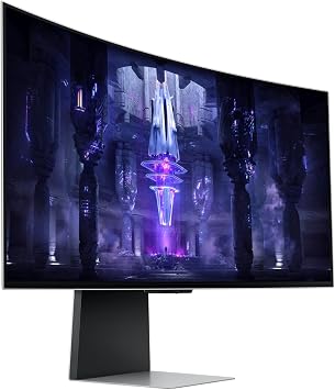 Samsung Odyssey OLED G8 (G85SB) 34-Inch Curved UltraWide Gaming Monitor, 175Hz, 0.1ms, UWQHD, VESA DisplayHDR True Black 400, Smart TV Apps, HDMI 2.1, Silver (LS34BG850SUXXU)