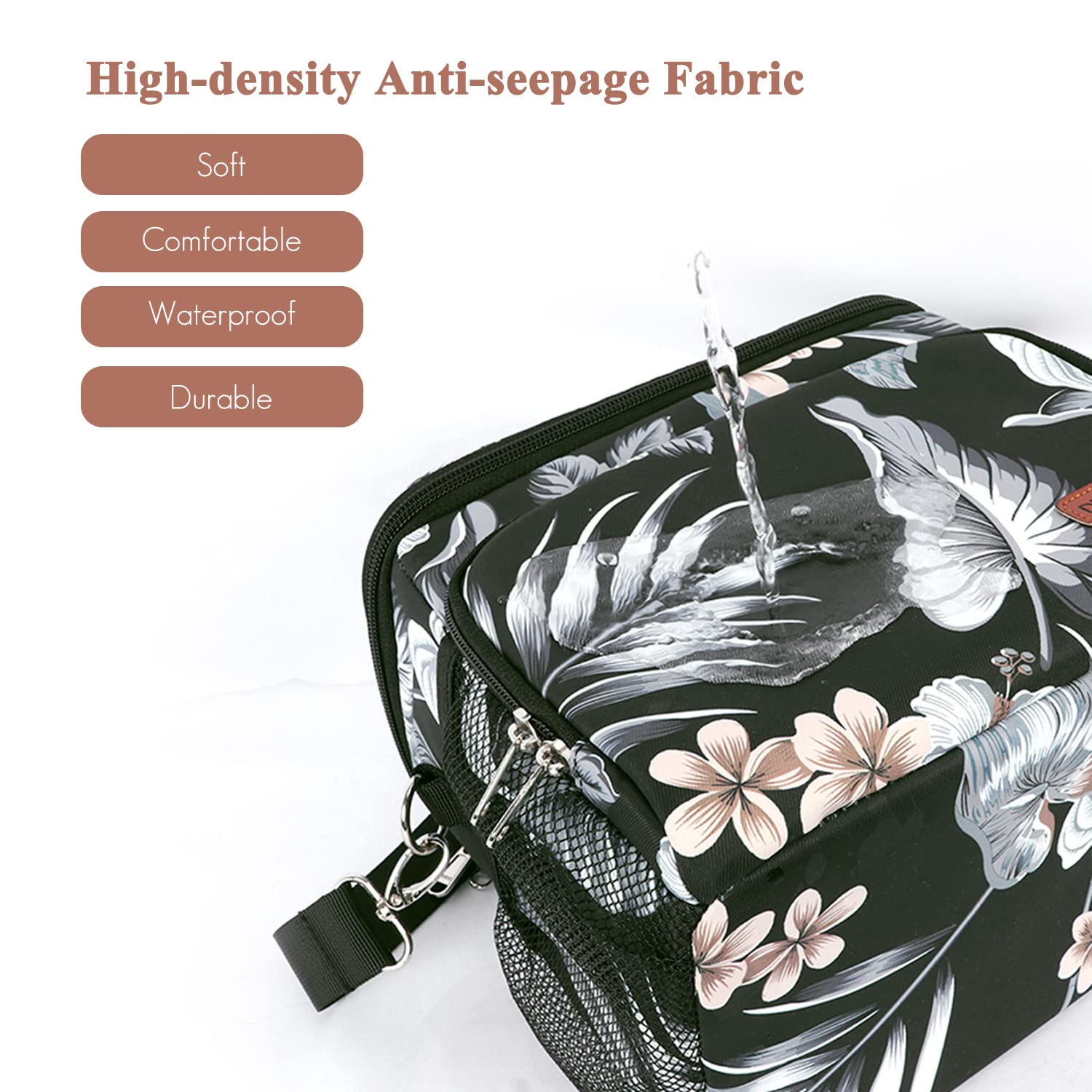 FANDARE Moda Bolsa Isotermica de Almuerzo Nevera Portatil Bolsa Térmica Comida Termica Porta Alimentos Correa Portatil para Adulto Niños Bolsa Nevera Oficina Escuela Viaje Lunch Bag Poliéster Negro A