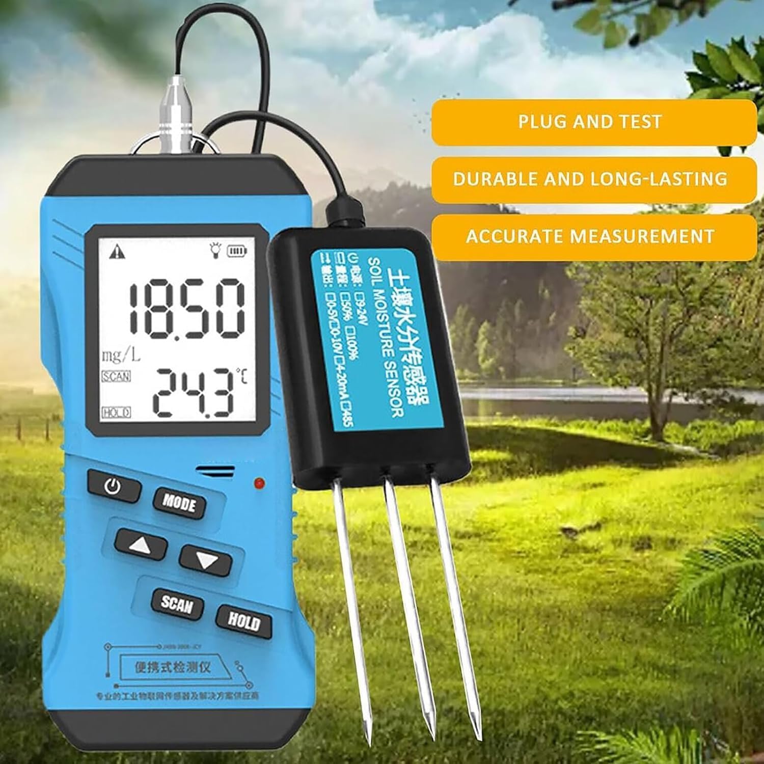 Medidor de humedad del suelo, probador digital de humedad del suelo, con pantalla LCD para plantar y cultivar