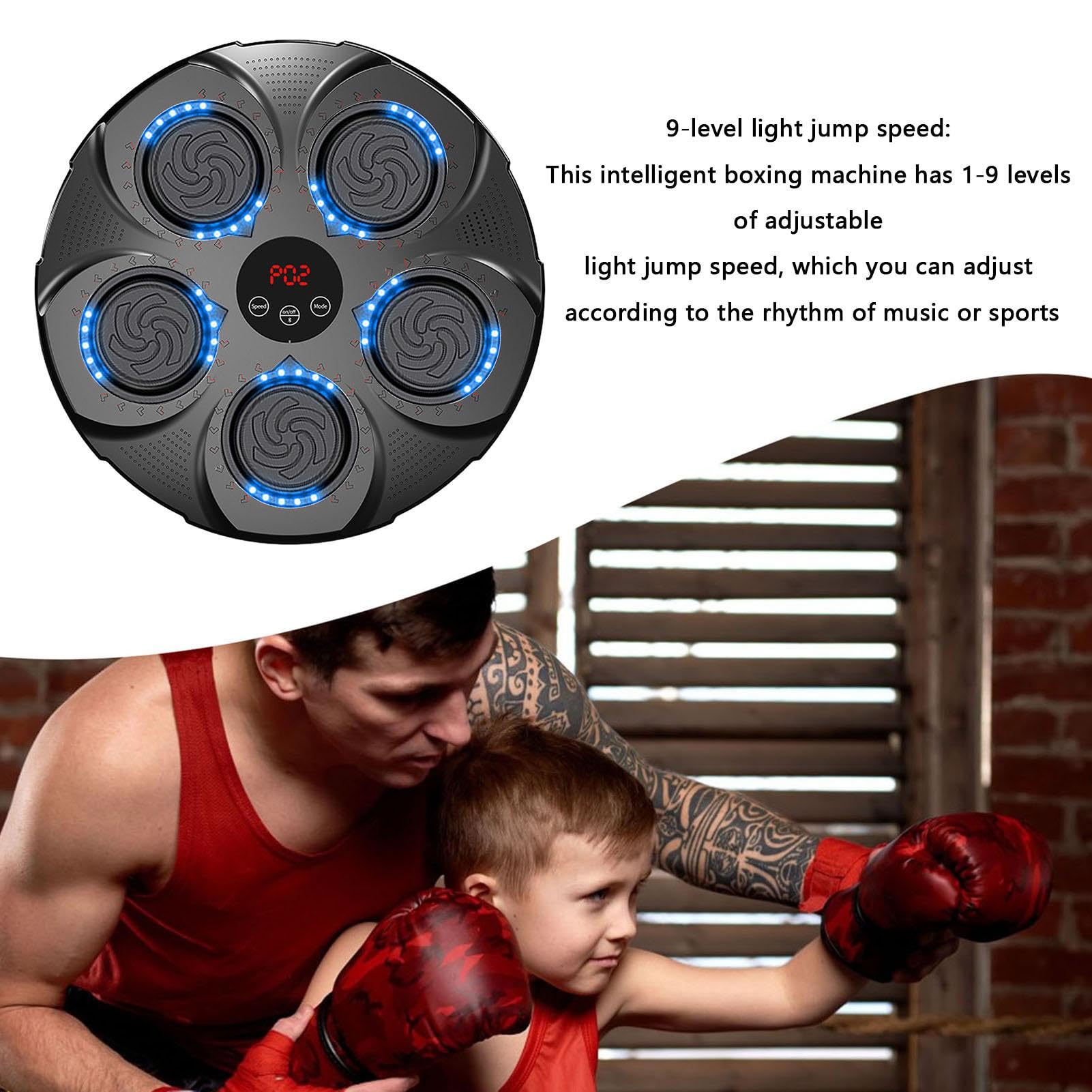 Macchina Boxe Musicale Con Luci LED | Allenamento Interattivo Da Parete Per Tutta La Famiglia