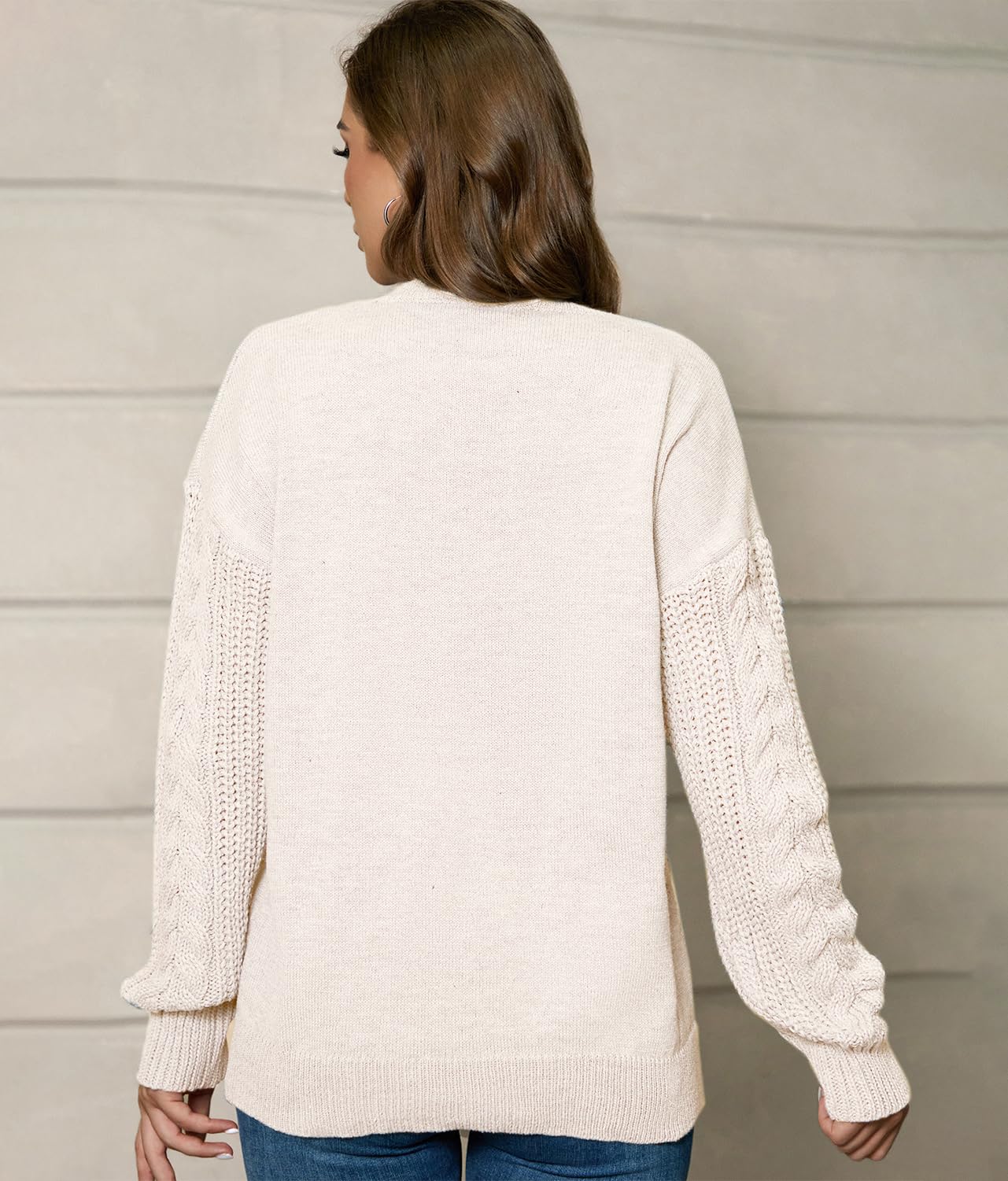 JFAN Maglione Donna Invernale Maglione a Girocollo in Maglia Sciolto Casual Maglione Donna Elegante