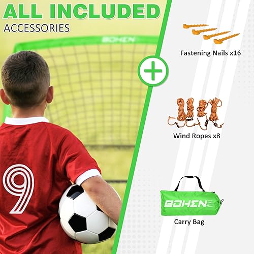Miniatura 6 de BOHEN 9x5FT Portable Soccer Goal for Kids Backyard with Carry Bag - Easy Folding Lightweight Fun for Outdoor Indoor Training Games for Teen Youth