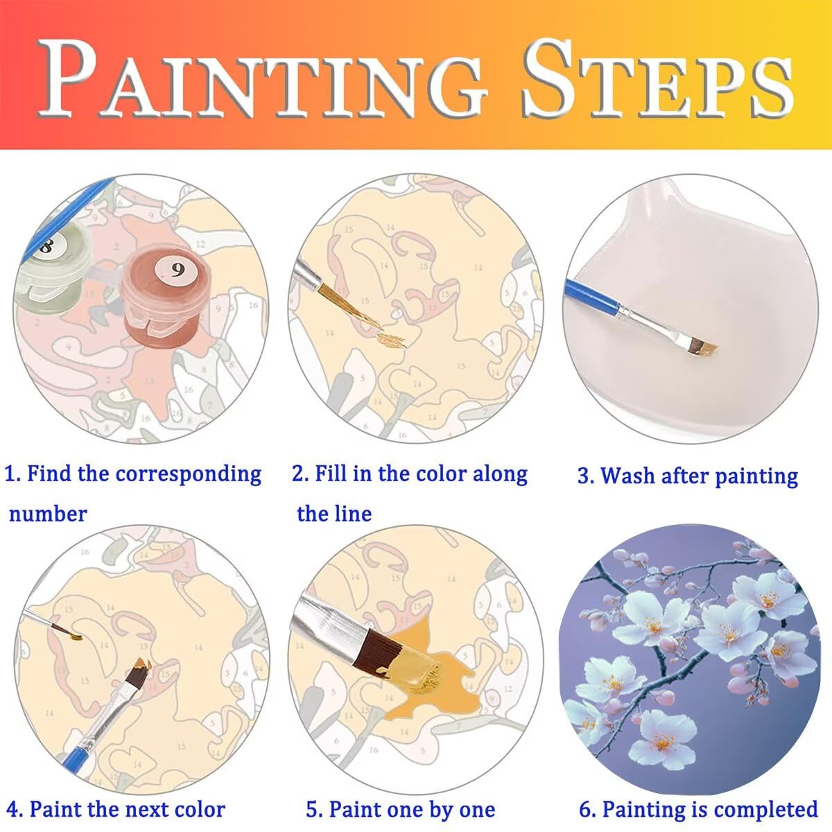 Dipingere con i Numeri Fiore, Paint by Numbers Adulti Pianta, Fai da te Creativi Adulti Quadri da Dipingere Numerati Kit per Decorazione Della Parete di Casa, Regalo 70x95 cm Senza Cornice C5-T