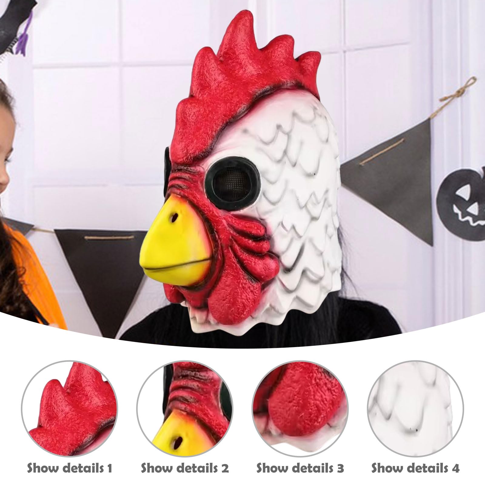 Baoblaze Maschera da Testa di per Adulti, Maschera di Halloween Spaventosa, Maschere in Lattice per Feste, Festival, Ringraziamento, per Adattarsi a Circonferenze della Testa di 56-60 Cm