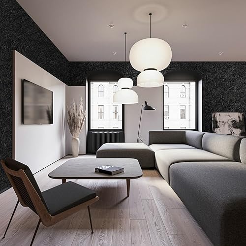 Miniatura 3 de LOVADA Papel Tapiz de Seda Negro para Despegar y Pegar - 15.7 x 300 Pulgadas Papel Tapiz Autoadhesivo para Despegar y Pegar, Papel de Contacto para