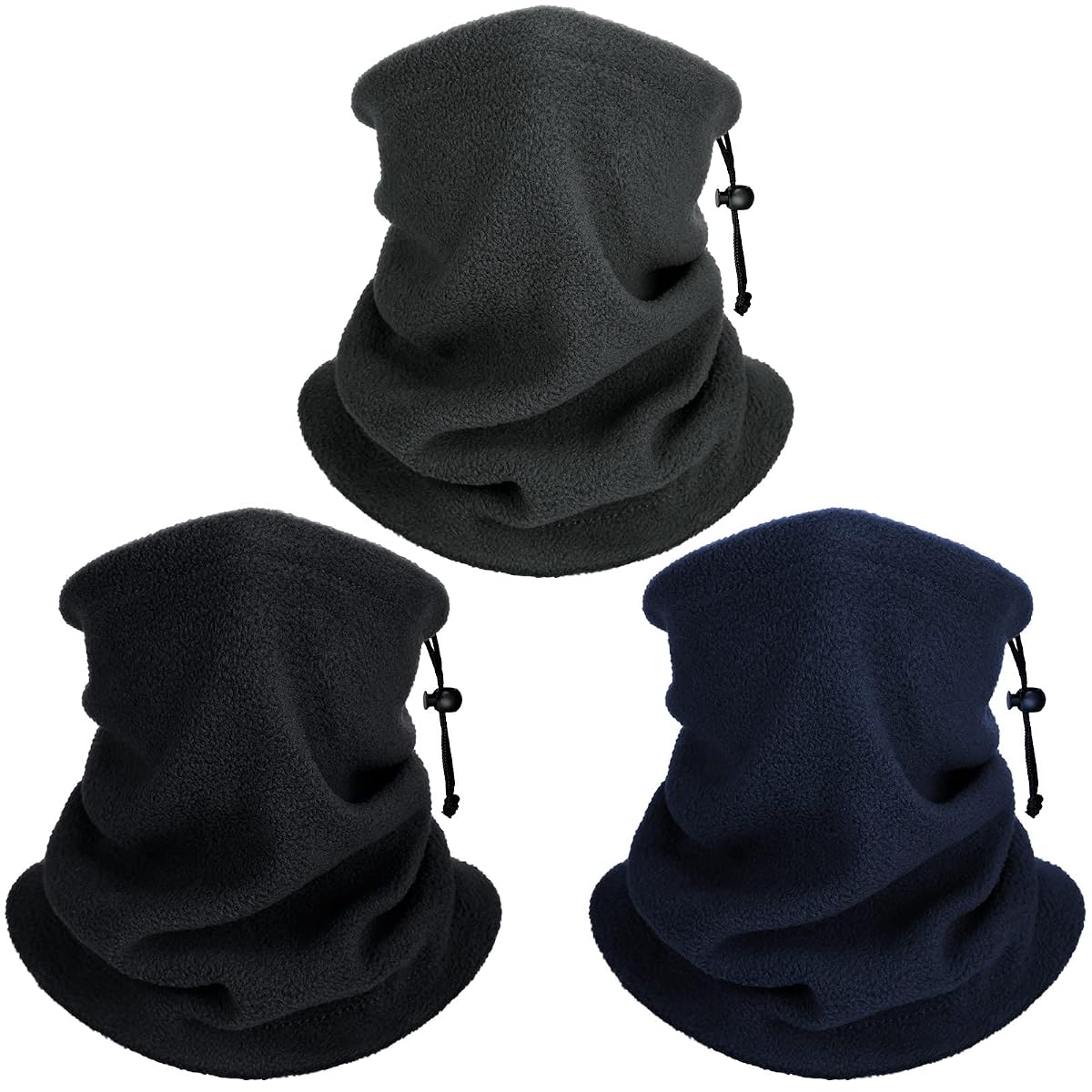 Geyoga 3 Pieces Neck Warmers Winter Fleece Neck Gaiters 3 in 1 Drawstring Face