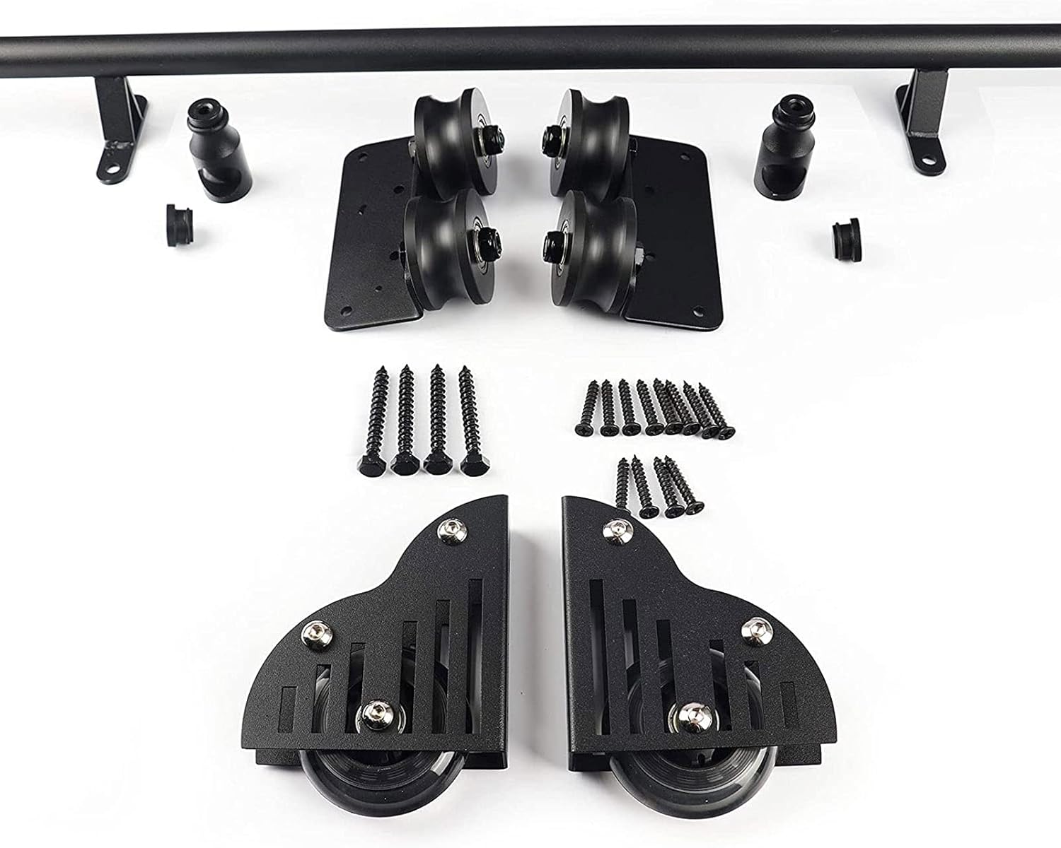 Sliding Ladder Library Full Set Hardware Rolling Track,3.3ft-20ft Sliding Barn Door Kit,Steel Round Tube Mobile Ladder Track with Floor Roller Wheels (Size : 10ft/300cm Track kit)