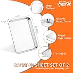 Herogo Assortiment de plaque de cuisson en acier inoxydable antiadhésif, 10×8×1 pouce Ensemble de plaque à biscuits rectangle pour four, 2 Emballage de cuisine polyvalente, non toxique & Lourds & Facile à nettoyer- moyenne