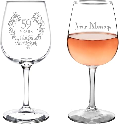 Miniatura 2 de Personalizado y personalizado (25) Elegante anillo de boda floral feliz aniversario inspirado en copa de vino