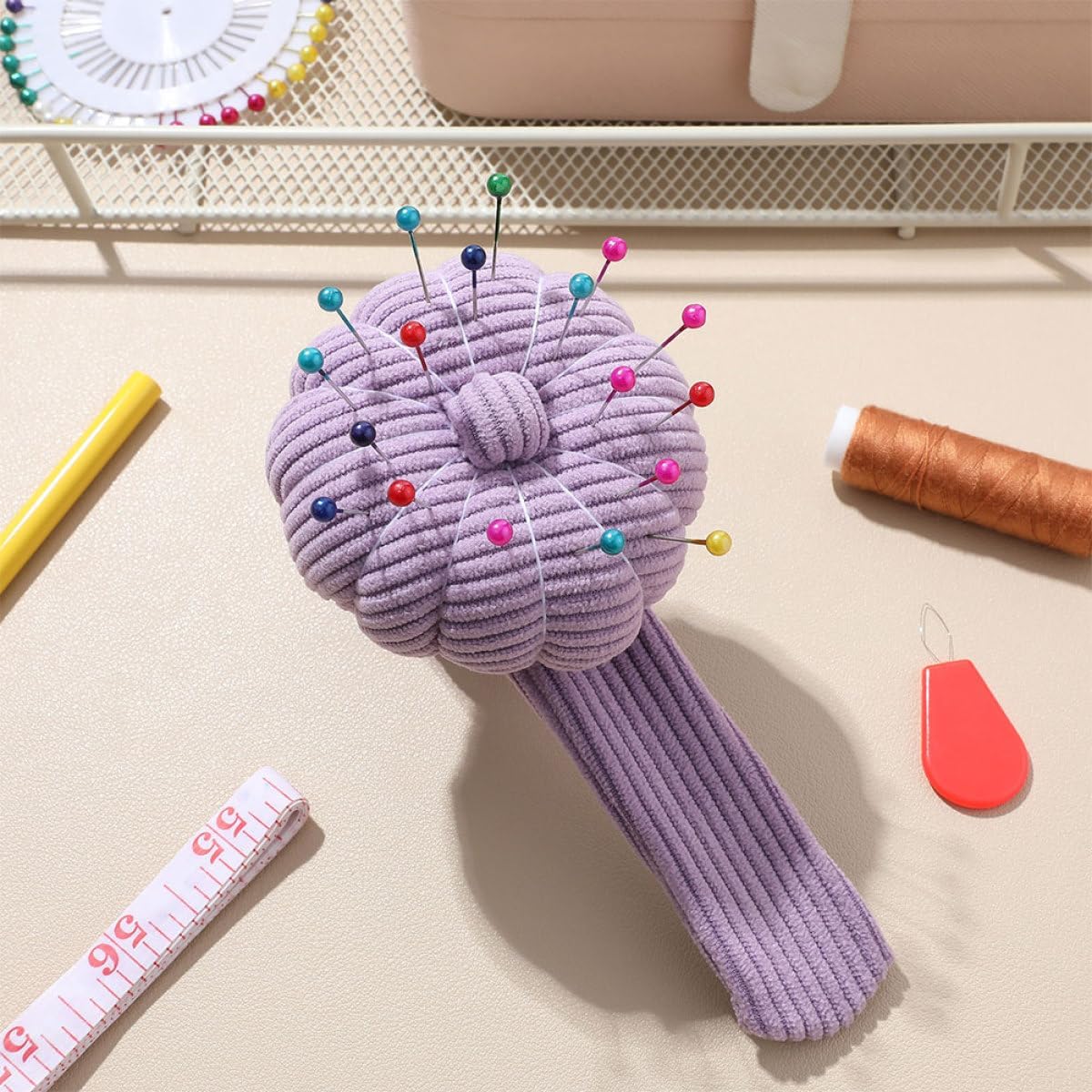 NESTINGHO 2pcs Wrist Pin Cushions for Sewing with Velvet Fabric and Pp Cotton Filling, Slap Bracelet Pincushion Needle Holder for Quilting and Embroidery Crafts