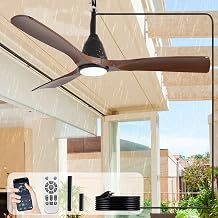 Depuley Outdoor Ceiling Fan with Lights 42" Black Gazebo Fans Outdoor Hanging with Remote APP Control - Plug in Waterproof Fans with Light for Patio Porch Reversible Walnut Blade 3CCT 6 Speeds Timer