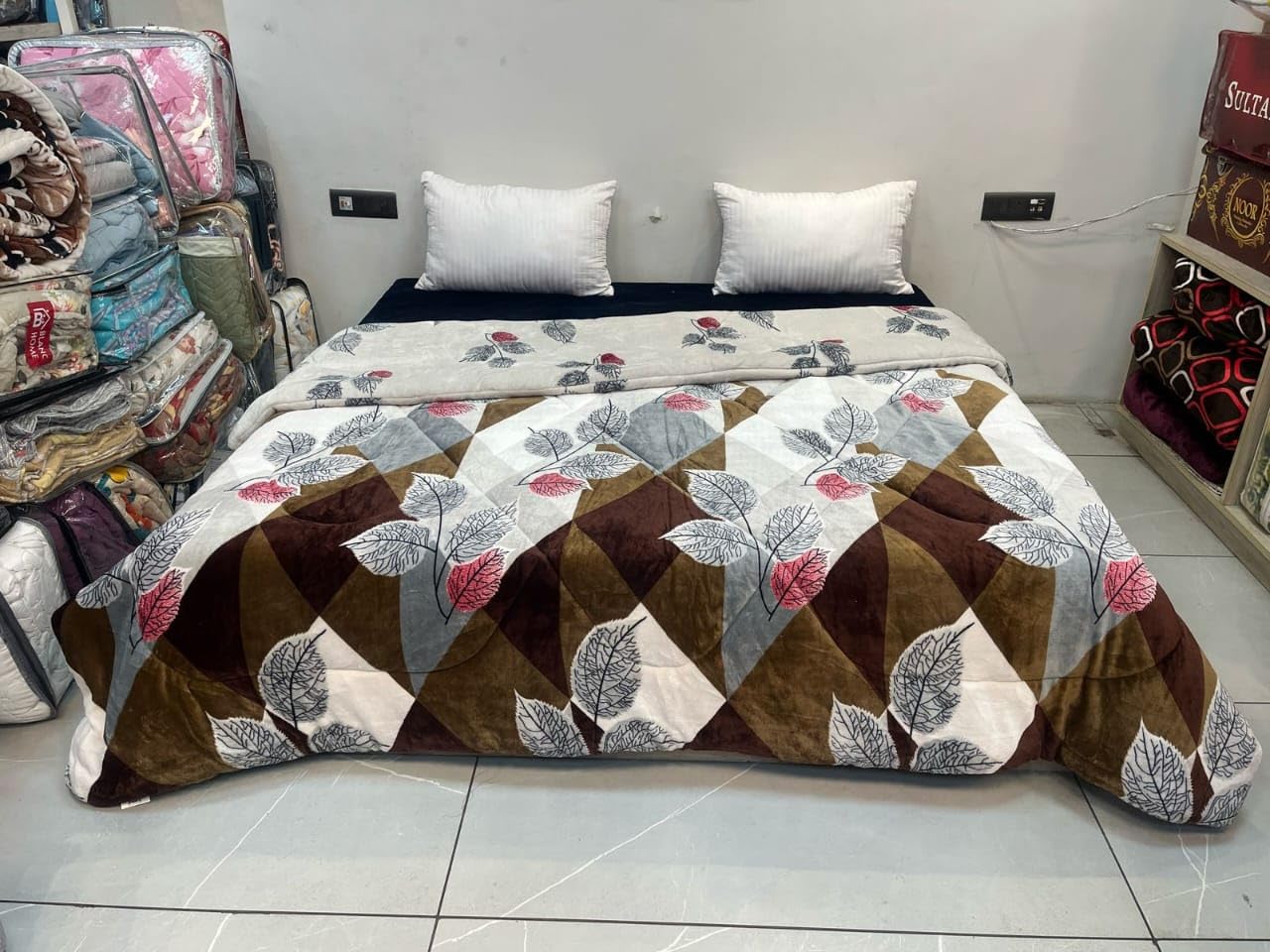800 GSM Sherpa Premium Soft Comforter Razai | Lightweight, Super Warm, Machine Washable | Double Bed Size | Winter Quilt for Home & Gifting (Multi-6)-image-48