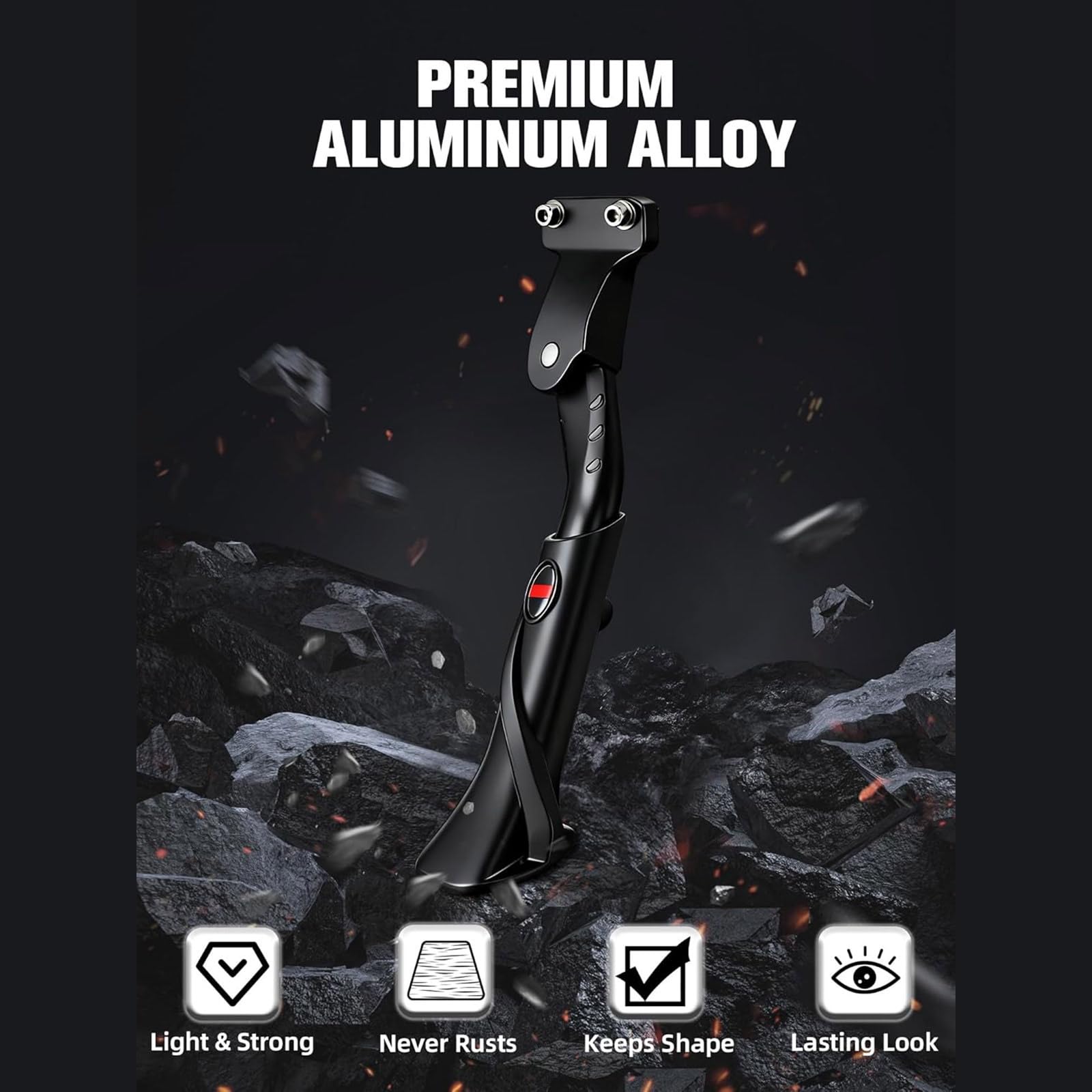 Béquille latérale réglable en alliage d'aluminium pour trottinettes électriques, base antidérapante assurant la stabilité sur toutes les surfaces