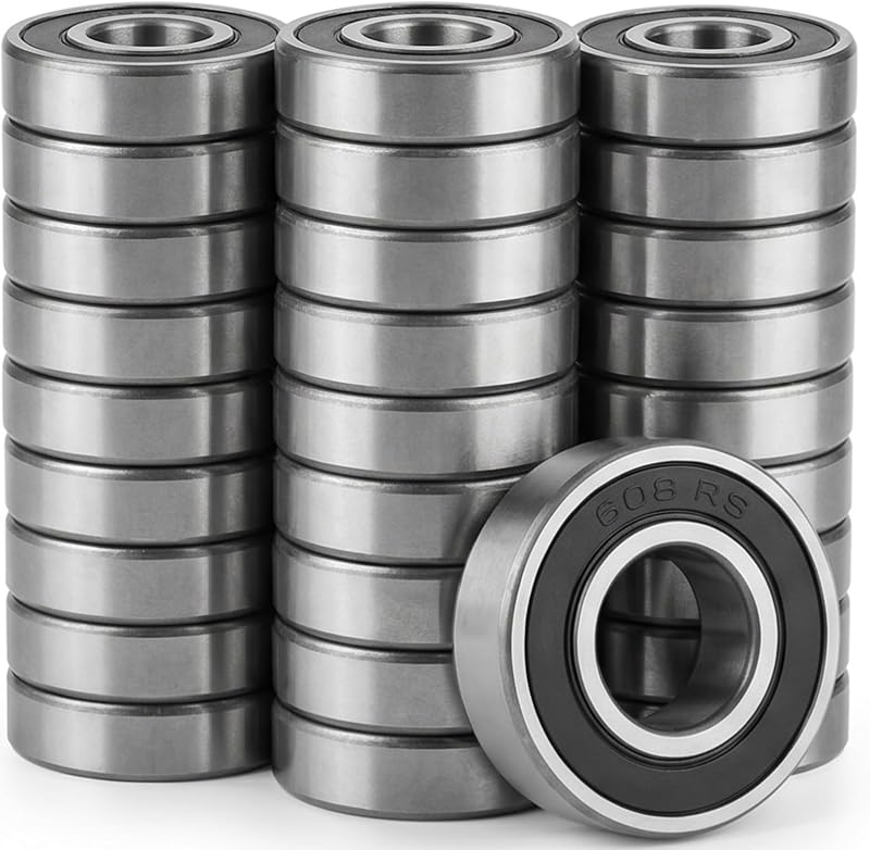 20 rodamientos 608 2RS, rodamientos rígidos sellados de acero premium | Rodamientos para monopatín de 8x22x7 mm, rodamientos lisos para patines en línea, impresora 3D