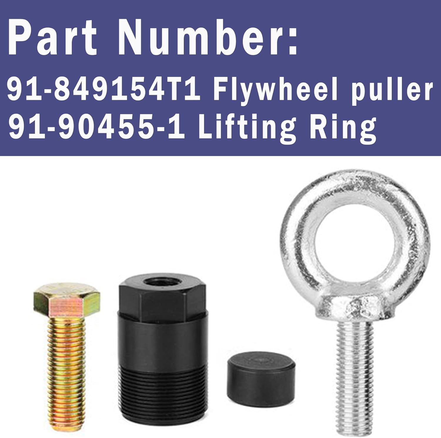 Outboard Flywheel Puller 91-849154T1 45HP+ Compatible with Mercury Mariner Force Yamaha Outboard 1 1/2"-16 Flywheel Puller 91-90455-1 Lifting Eye