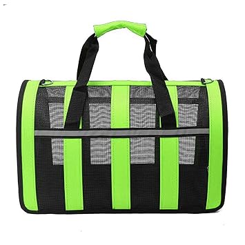 Emily Pets Pet Bag, Outdoor Oxford Striped Grid The Portable Dog Out Super Breathable Travel Cat Backpack for Go Bag Safe(Green)