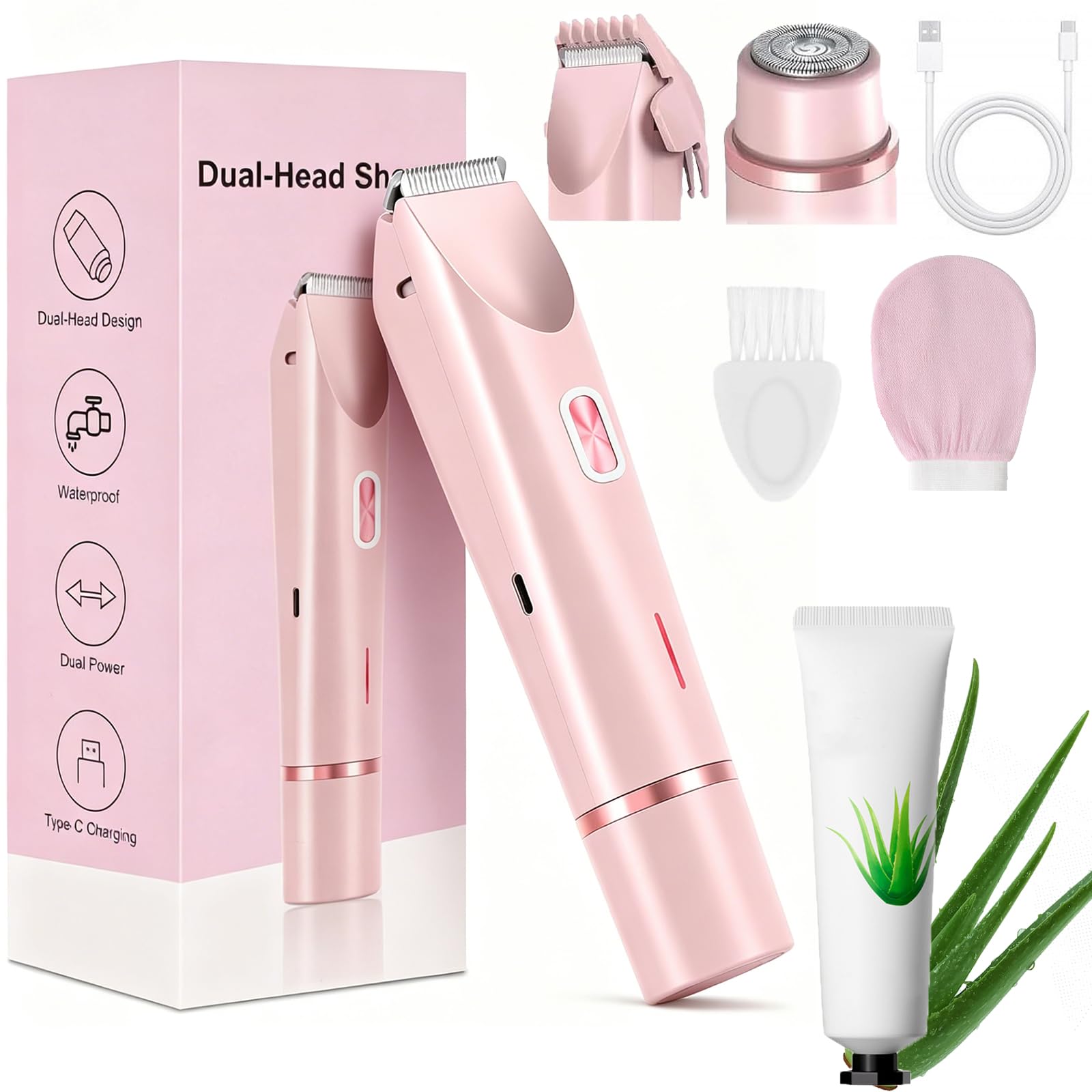 Depiladora íntima 2 en 1 Ephra rosa para afeitado corporal de piernas y bikini 7