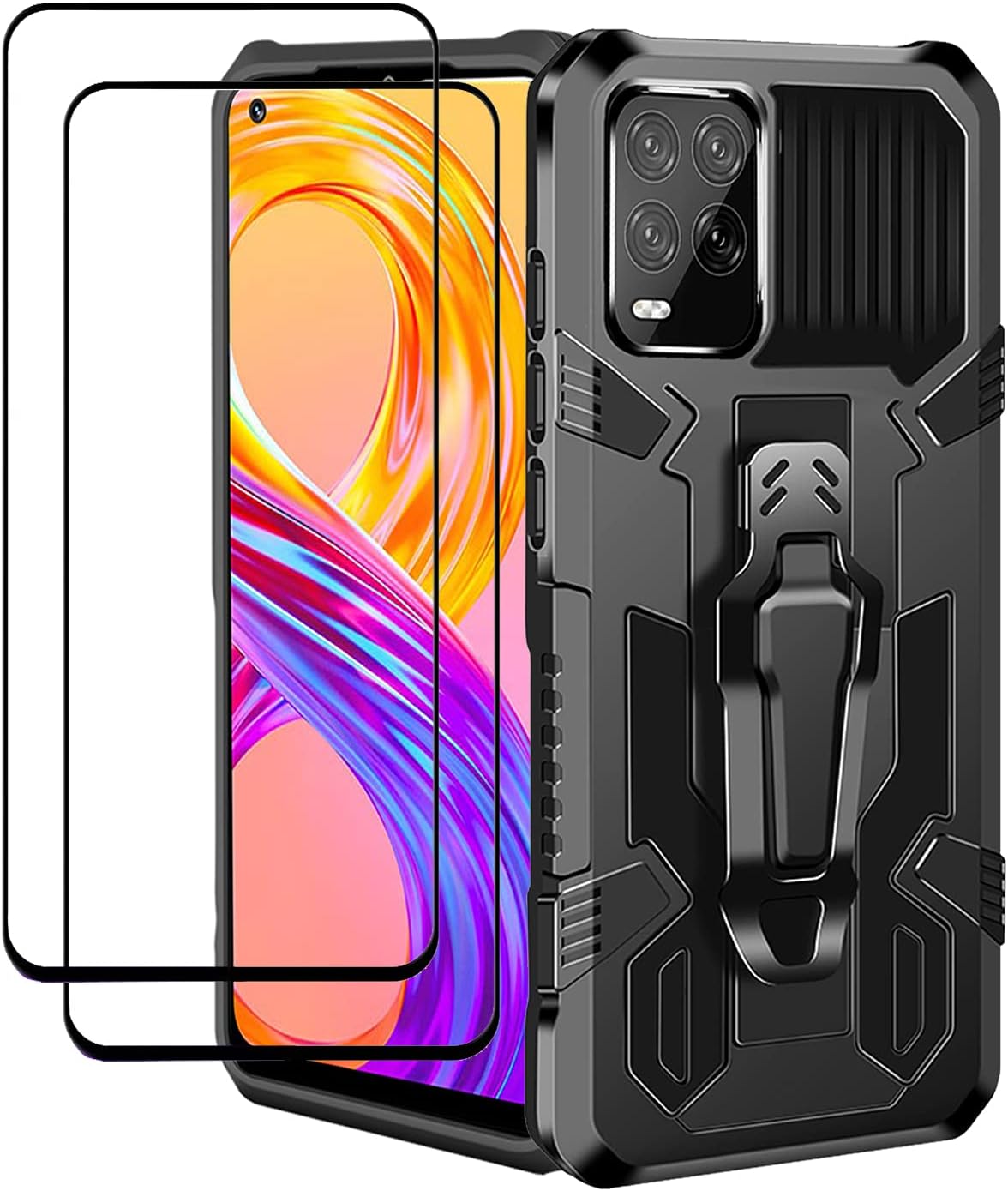 Rugged Red Case for Realme 8/8 Pro with Tempered Togo Ubuy