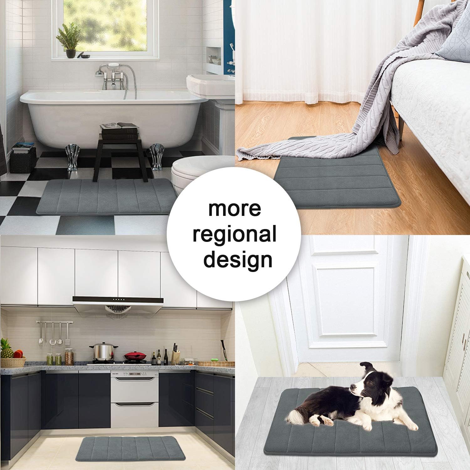 Memory Foam Bath Mat Rug, KIMODE Anti-Fatigue Soft Absorbent