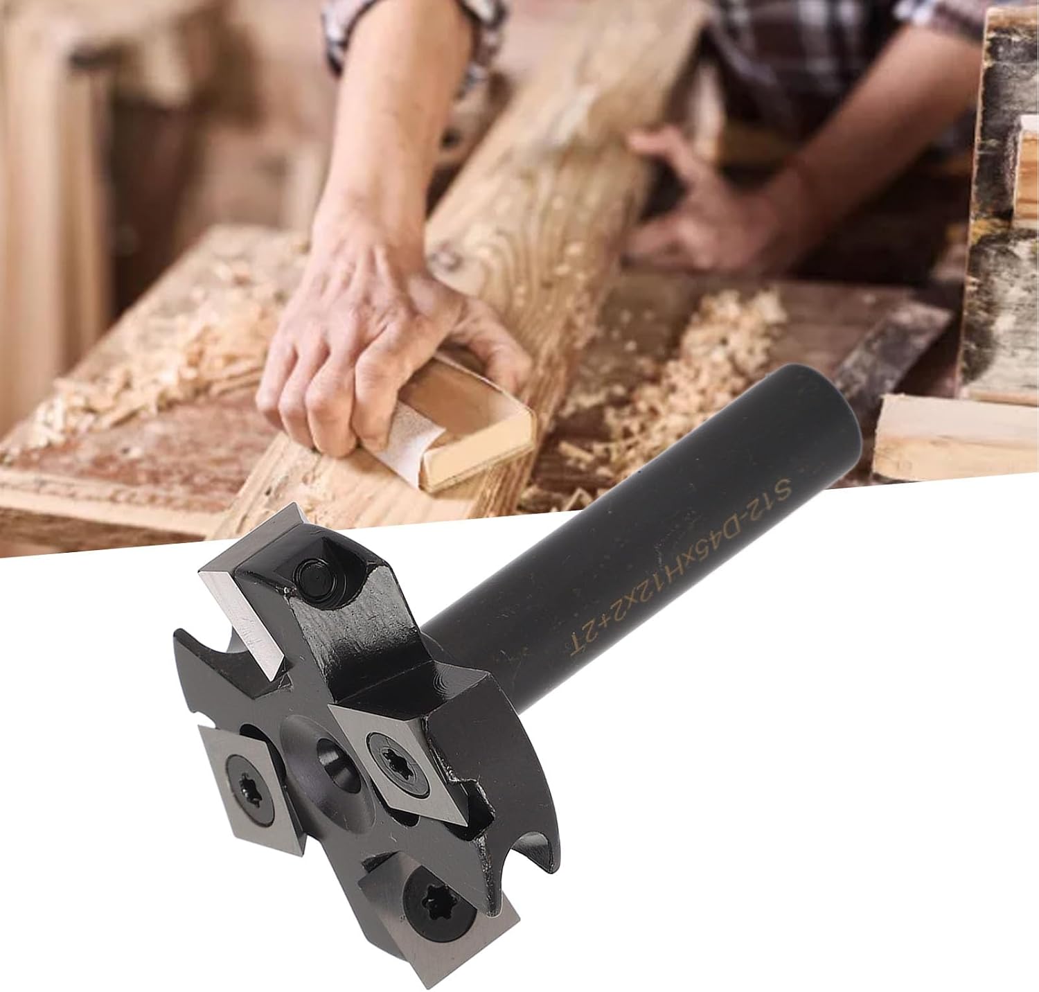 12mm Shank Spoilboard Surfacing Router Bit, 1-3/4in Cut Diameter, Industrial Grade Carbide Blade, Efficient Wood Planer Bit for CNC, Handheld Table Router