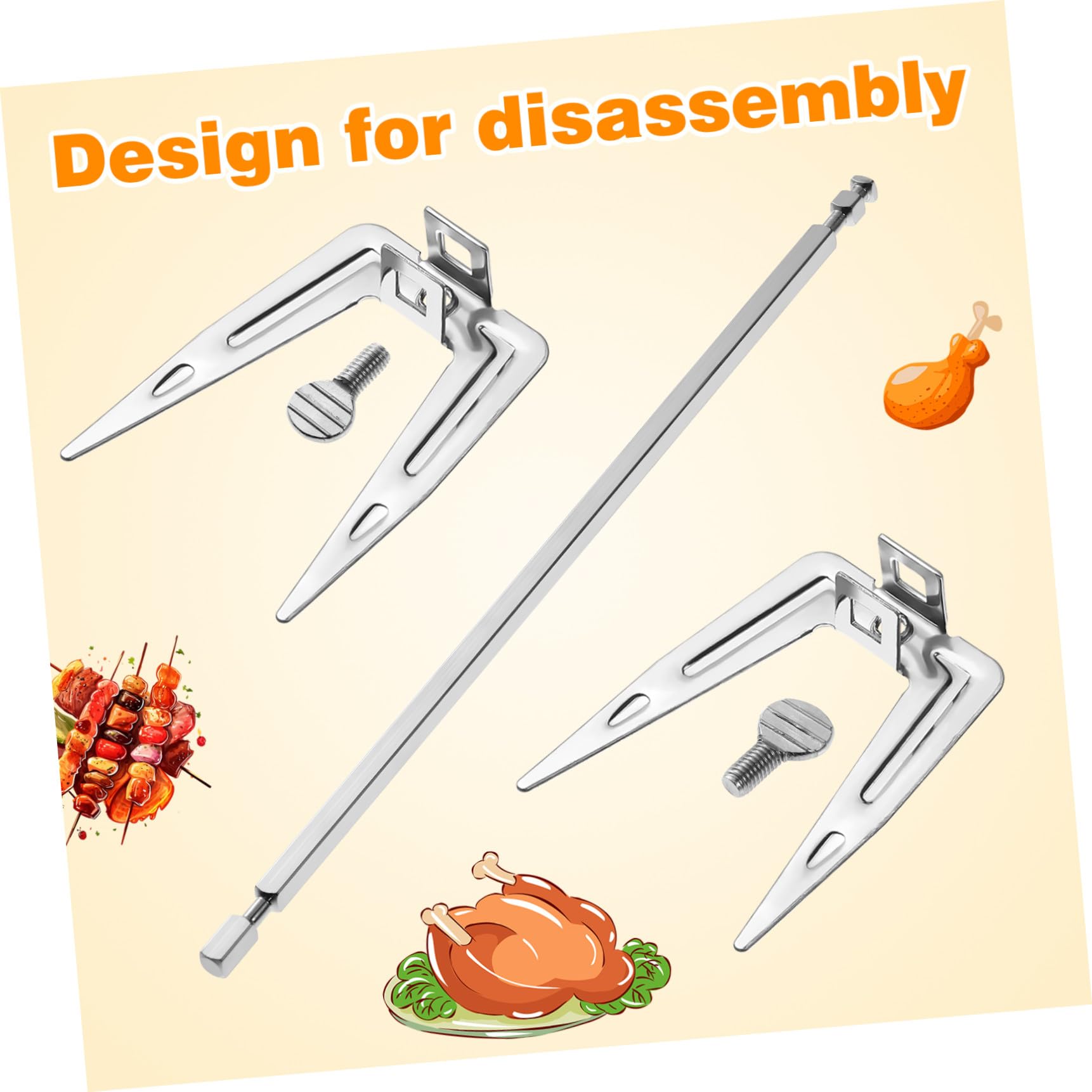 Housoutil Accessorio Girarrosto Per Friggitrice Ad Aria in Acciaio Inox 25Cm Forchetta Rotante Universale Per Fornetto E Barbecue Spiedino Gira Arrosto Per Carne E Pollo
